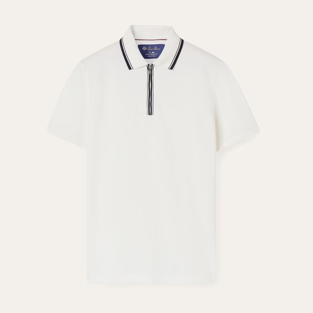 NIGO Loro Piana Men's Summer Fashion Solid Color Zip Lapel Zip Regatta Men's Short Sleeve Fitted Polo Shirt Ngvp #nigo8591