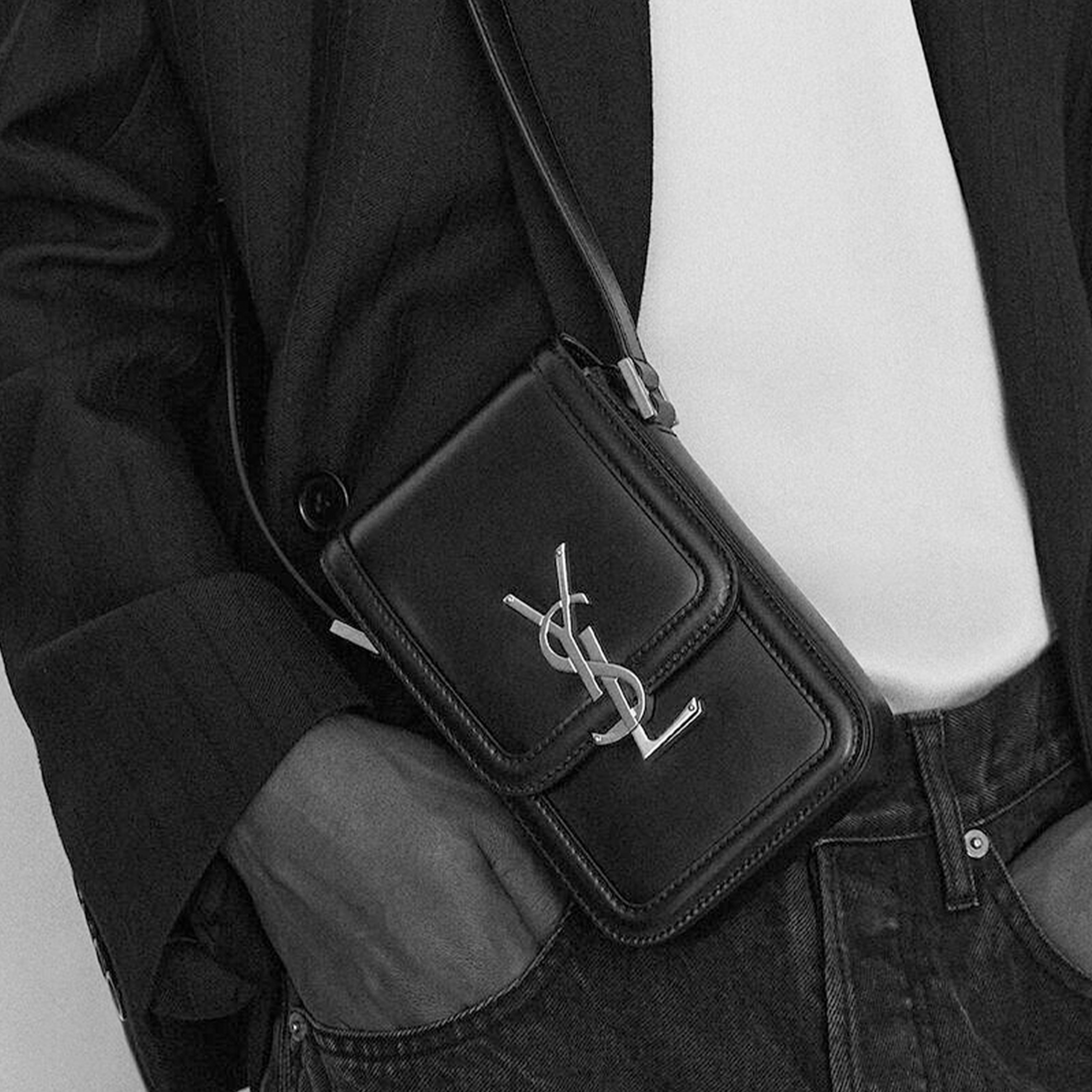 NIGO SAINT LAURENT Men's Trend Solid Color Solferino Smooth Cowhide Leather Crossbody Shoulder Bag Casual Mini Bag #nigo99956