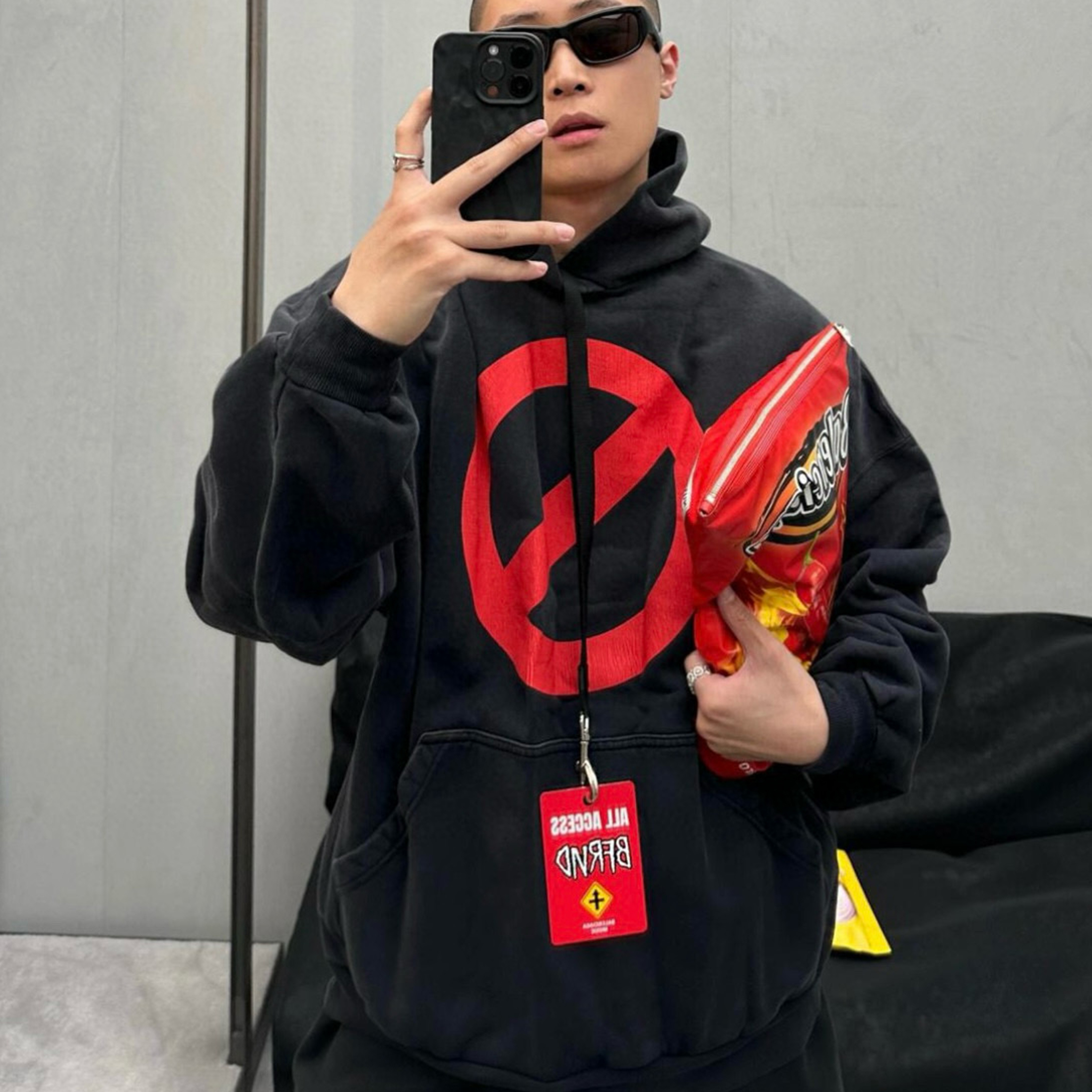 NIGO Balenciaga Men's Spring And Autumn Prohibition Sign Black Hooded Long Sleeved Casual High Street Hoodie  Ngvp #nigo8615