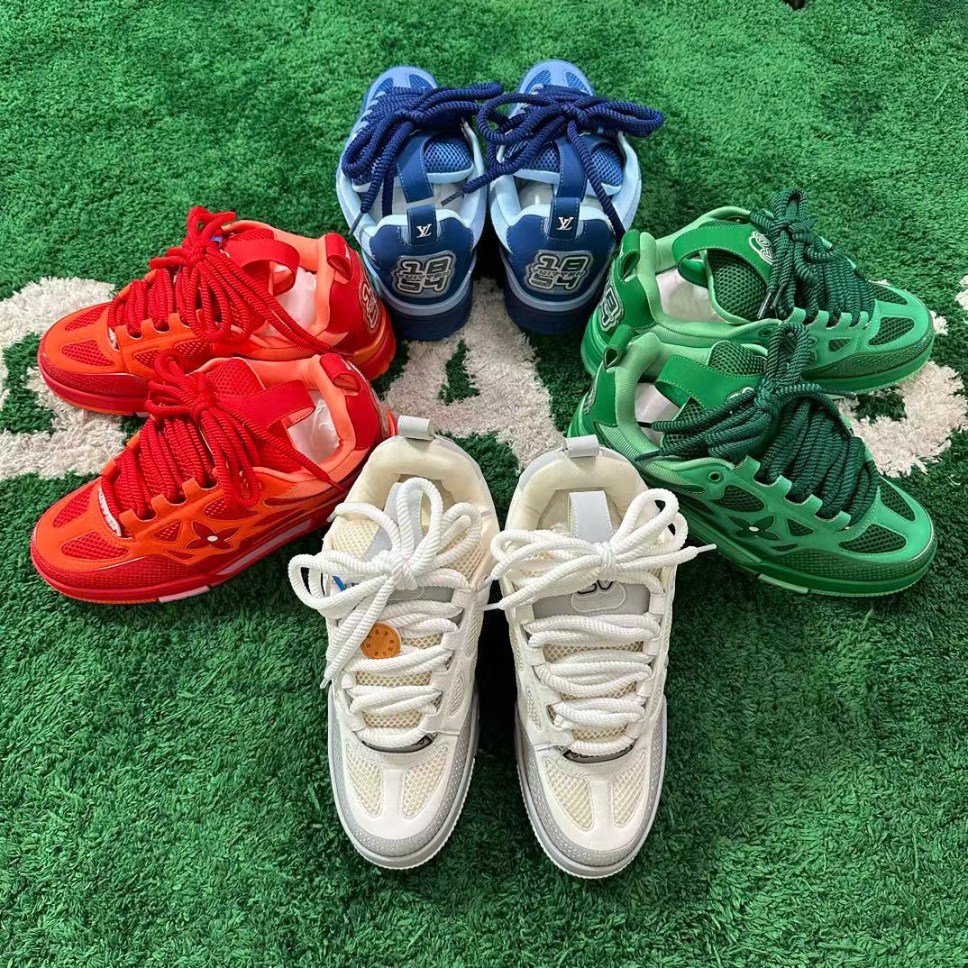 NIGO Louis Vuitton Men's Logo Leather Low Cut Lace Up Board Shoes With Color Blocking Fashionable And Comfortable Casual Shoes #nigo99951