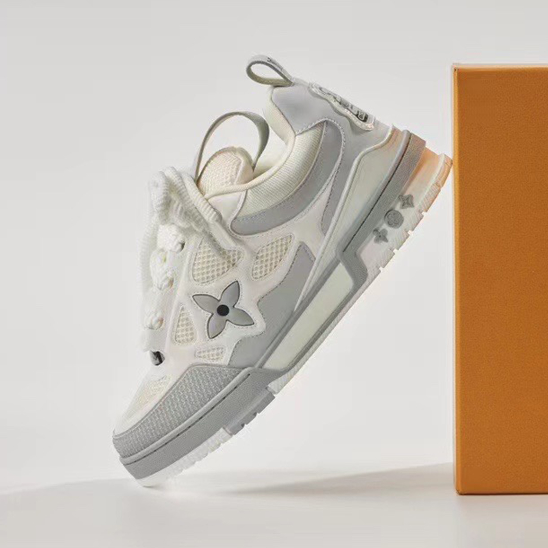 NIGO Louis Vuitton Men's Logo Leather Low Cut Lace Up Board Shoes With Color Blocking Fashionable And Comfortable Casual Shoes #nigo99951