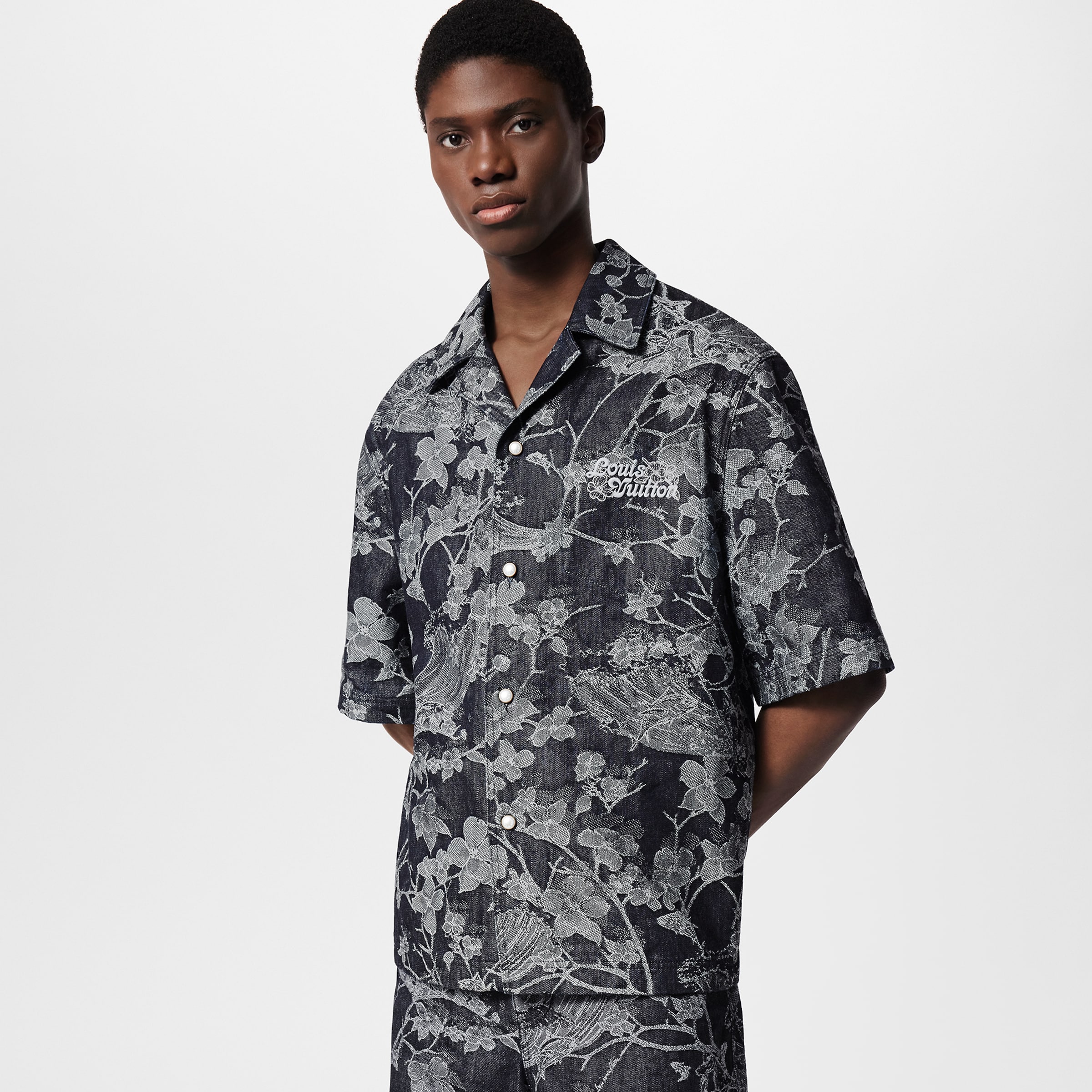 NIGO Louis Vuitton Men's Summer Botanical Print Full Print Lapel Single Breasted Short Sleeve Shirt Button Down Shorts Suit Set #nigo99966