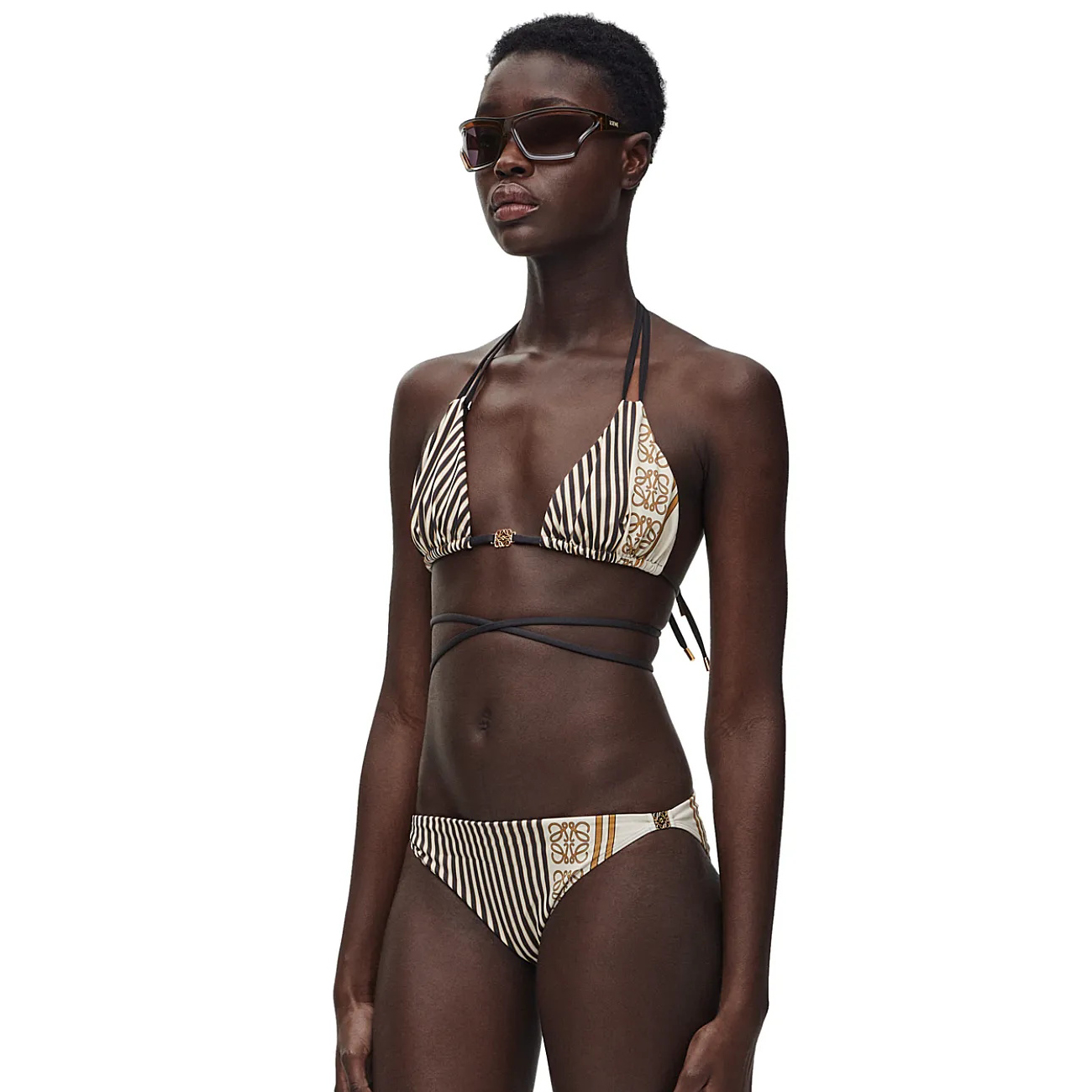 NIGO Loewe Women's Summer Striped Printed Tie Neck Bikini Swimsuit Swim Trunks #nigo99935