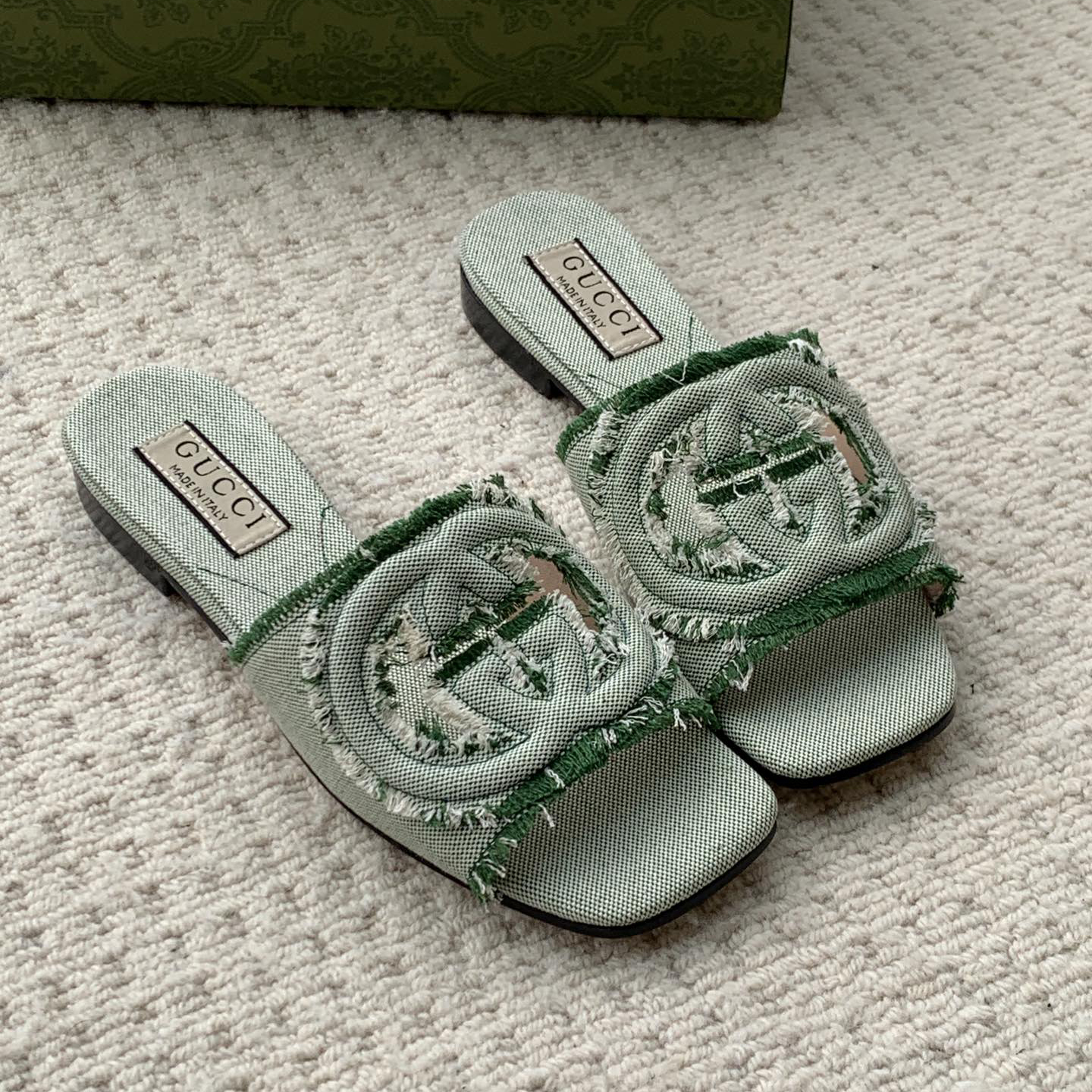 NIGO Gucci Women's Summer Denim Hollowed Out Letters Embroidered Slippers Sandals Shoes #nigo99939