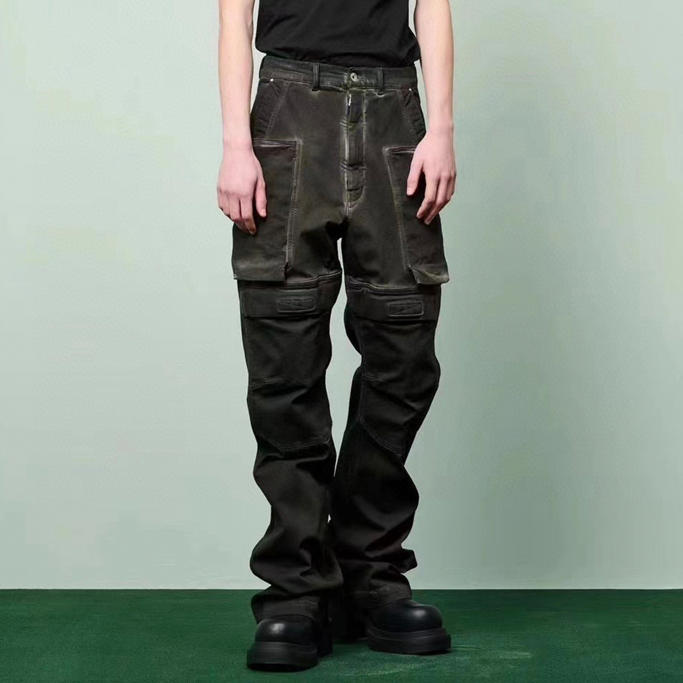 NIGO Rick Owens Men's Spring and Autumn Retro Washed and Worn Out Multi Pocket Workwear Pants Casual Wide Leg Pants Ngvp #nigo8617