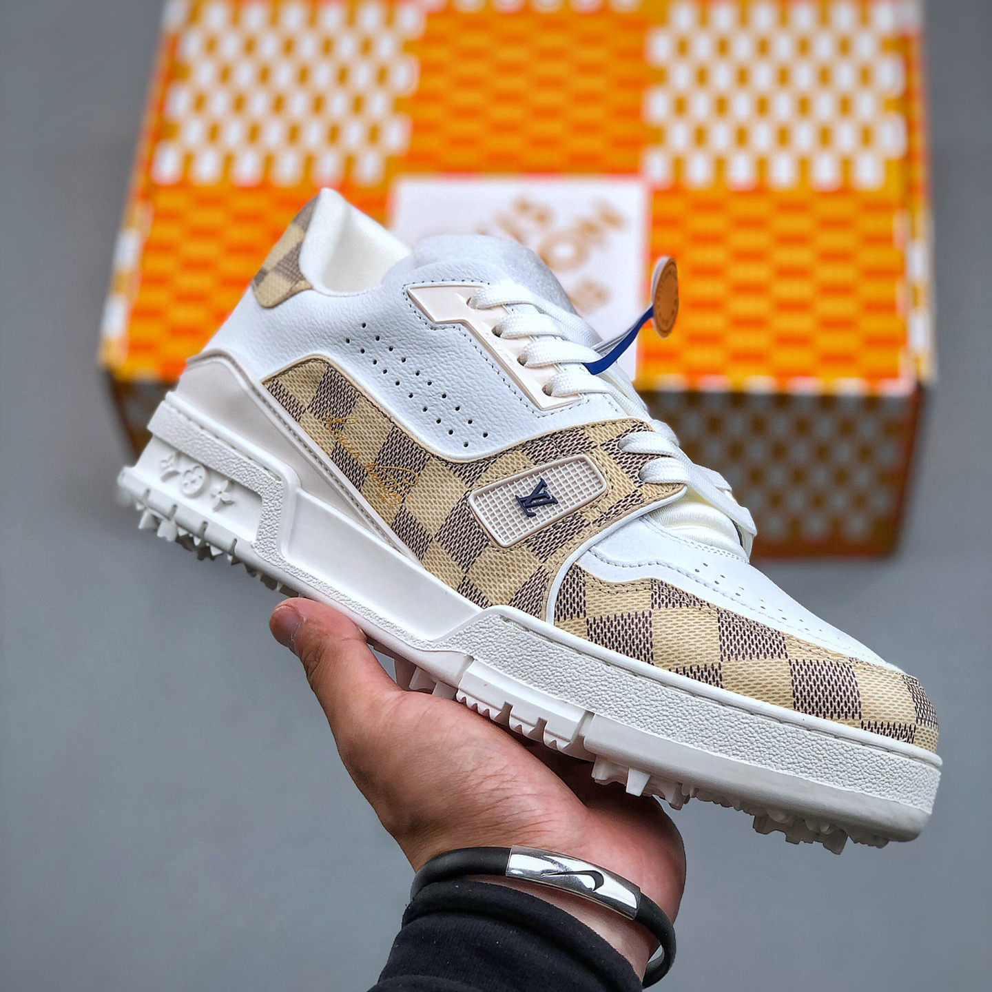 NIGO Louis Vuitton NIGO Louis Vuitton Men's Four Seasons Logo Fashion Trend Color Block Cowhide Sports Casual Lace Up Shoes #nigo99983