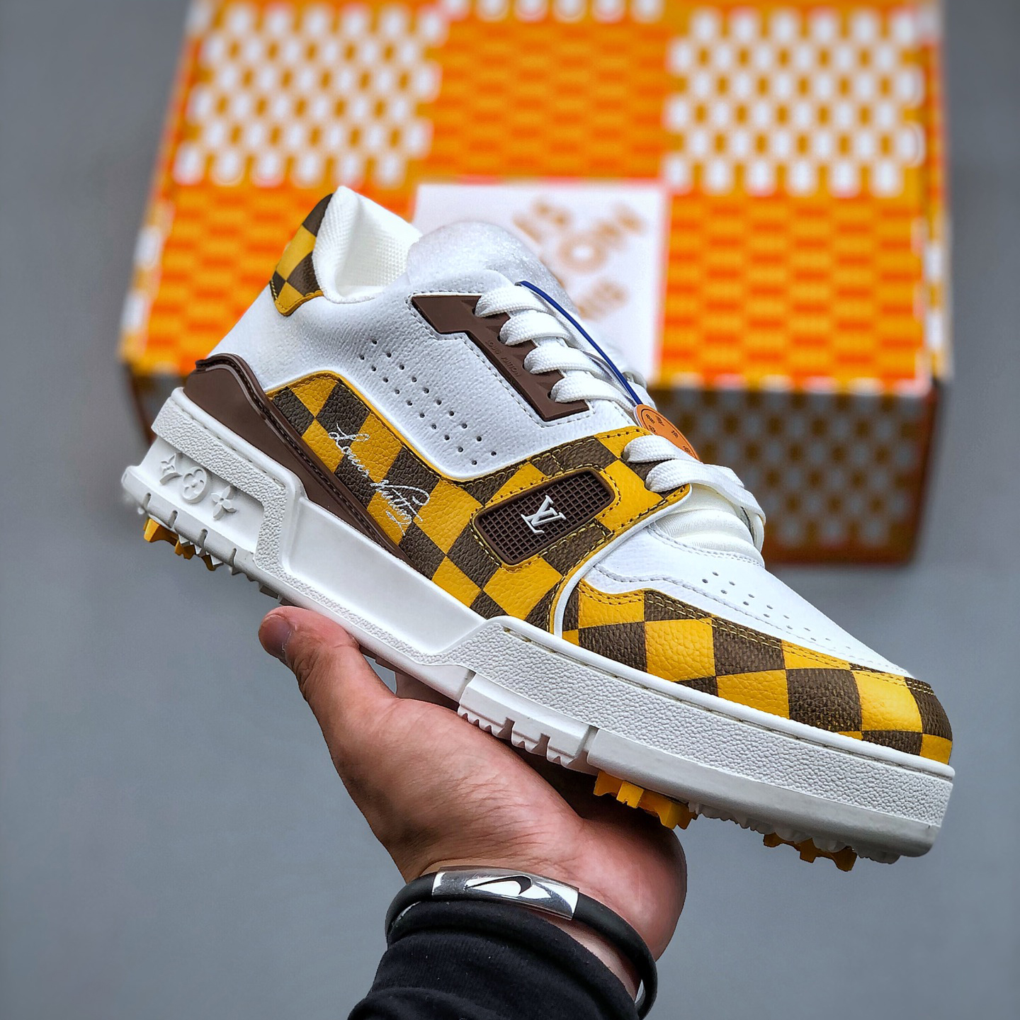 NIGO Louis Vuitton NIGO Louis Vuitton Men's Four Seasons Logo Fashion Trend Color Block Cowhide Sports Casual Lace Up Shoes #nigo99983