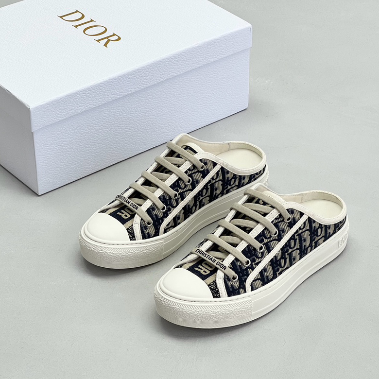 NIGO Dior Women's Spring and Autumn Letter Printed Canvas Lace-up Low Top Casual Board Shoes #nigo99976