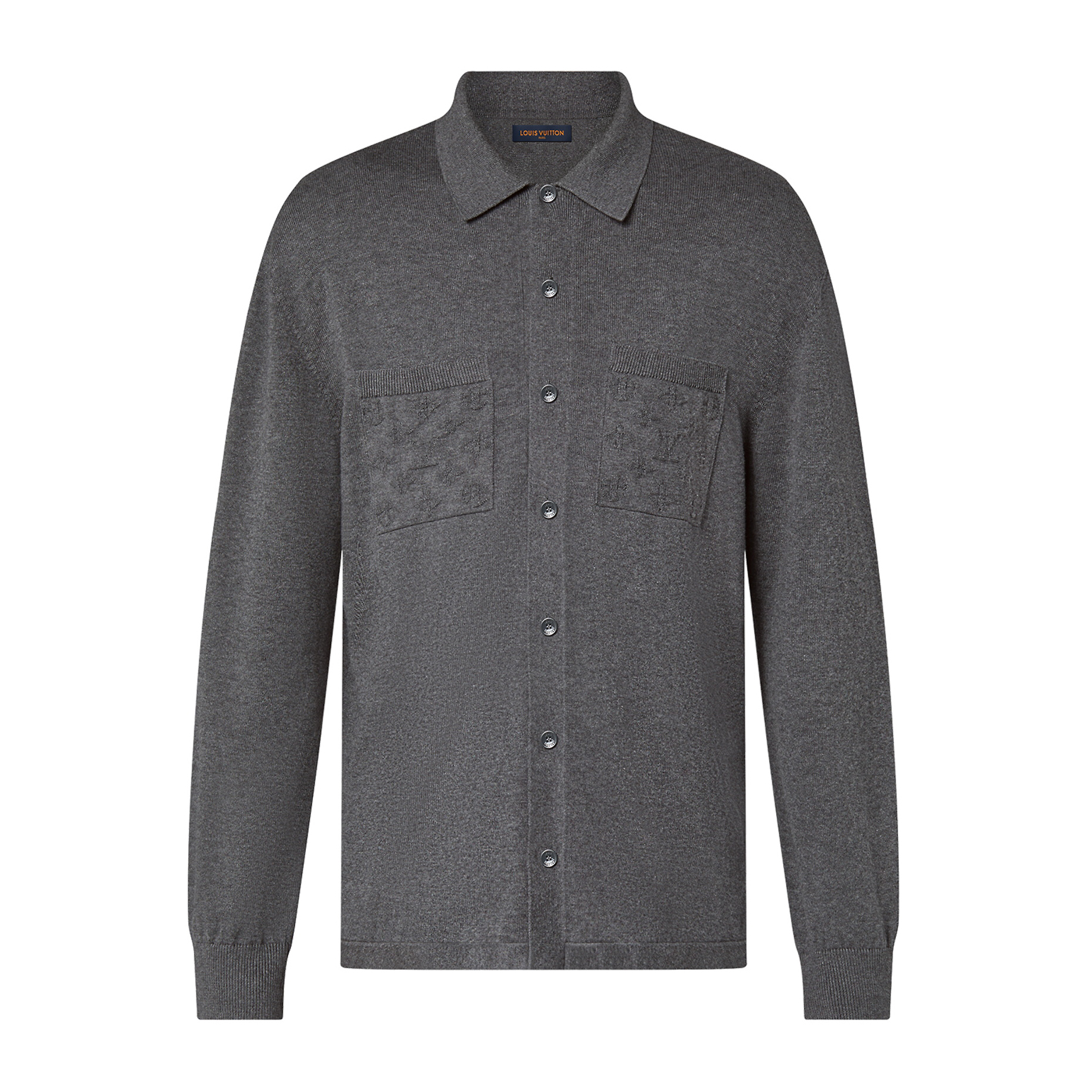 NIGO Louis Vuitton Men's Spring/Autumn Gray Logo Appliquéd Single Breasted Long Sleeve Knit Shirt #nigo72115