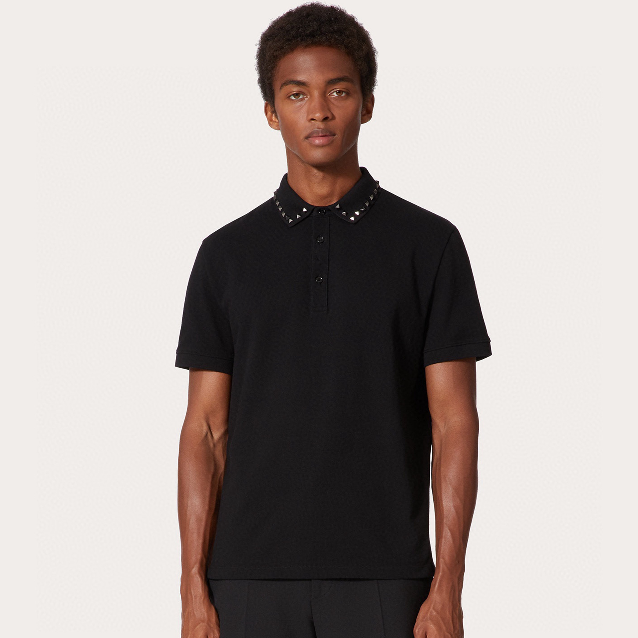 NIGO Valentino Men's Summer Casual Fashion Rivets Polo Shirt Button Down Black Short Sleeve Shirt #nigo5198