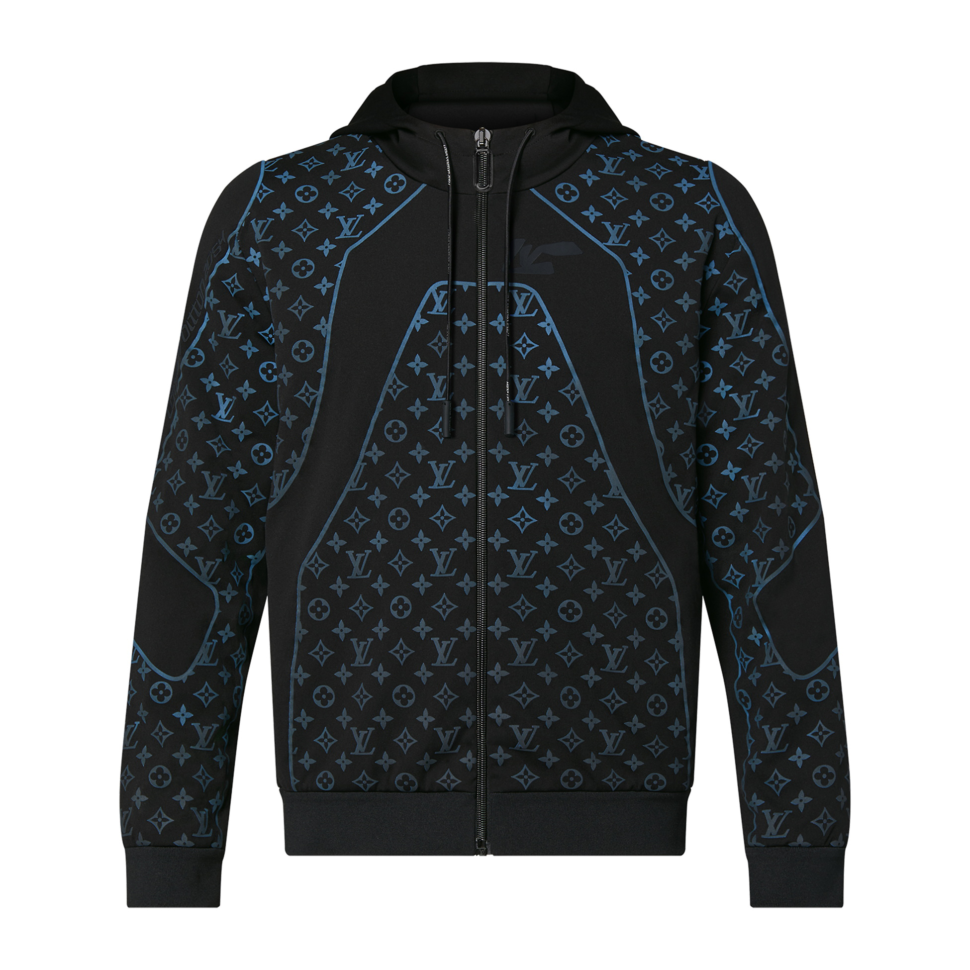 NIGO Louis Vuitton Men's Fall/Winter Black Monogrammed Text Zipper Hooded Jacket #nigo72111