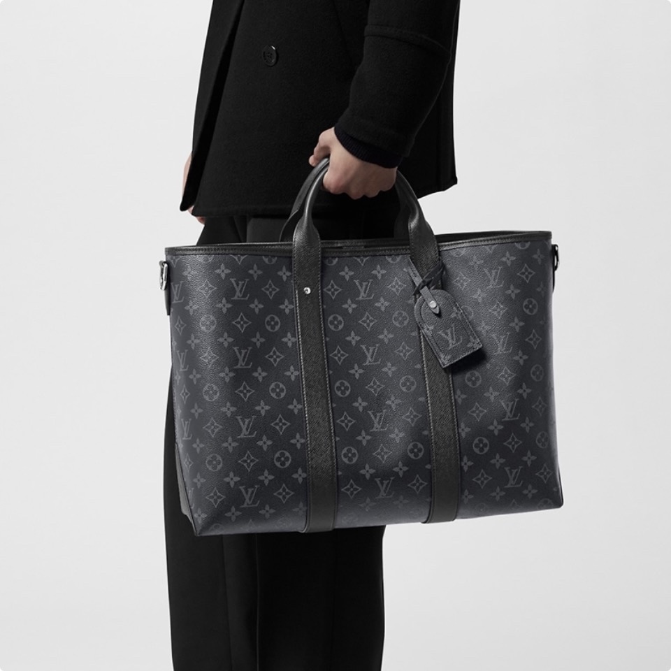 NIGO Louis Vuitton Weekend Tote NM Men's Letter Printed Zipper Closure Canvas Patchwork Cowhide Shoulder Crossbody Tote Bag #nigo99998