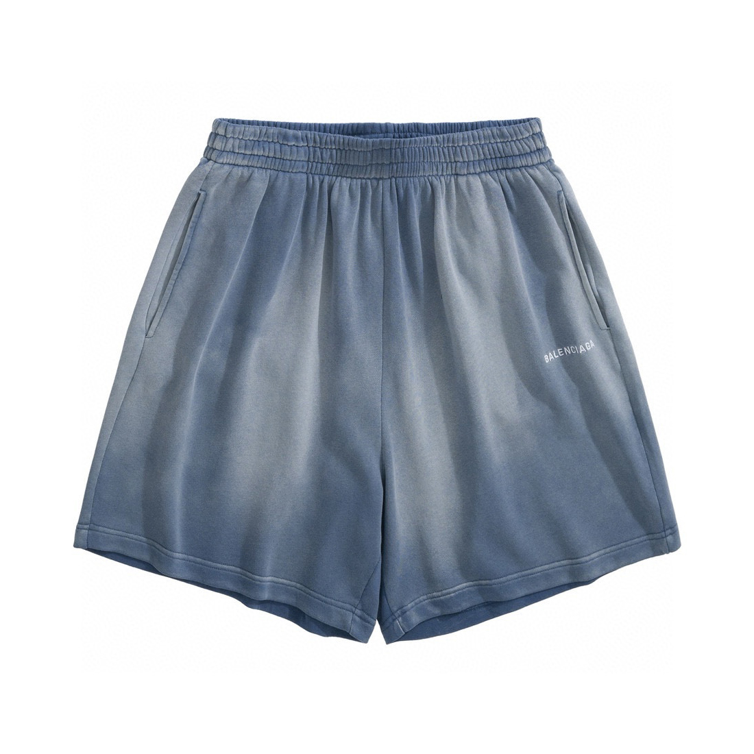NIGO Balenciaga Men's Summer Blue Logo Embroidered Washed Vintage Stretch Waistband Shorts Pants #nigo72117