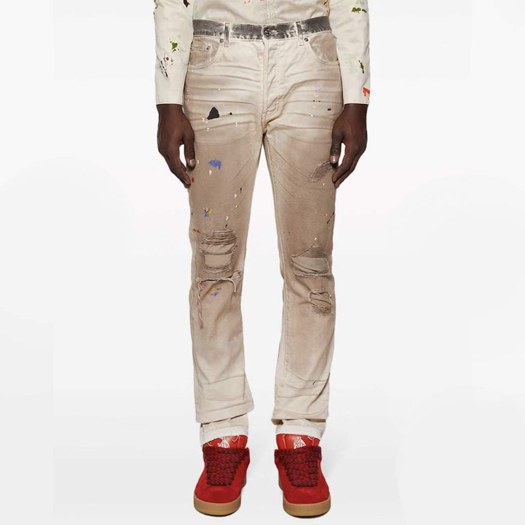 NIGO Gallery Dept Men's Women's Four Seasons Vintage Straight Leg Pants Doing Old Holes Spray Paint Casual High Street Jeans Ngvp #nigo8624