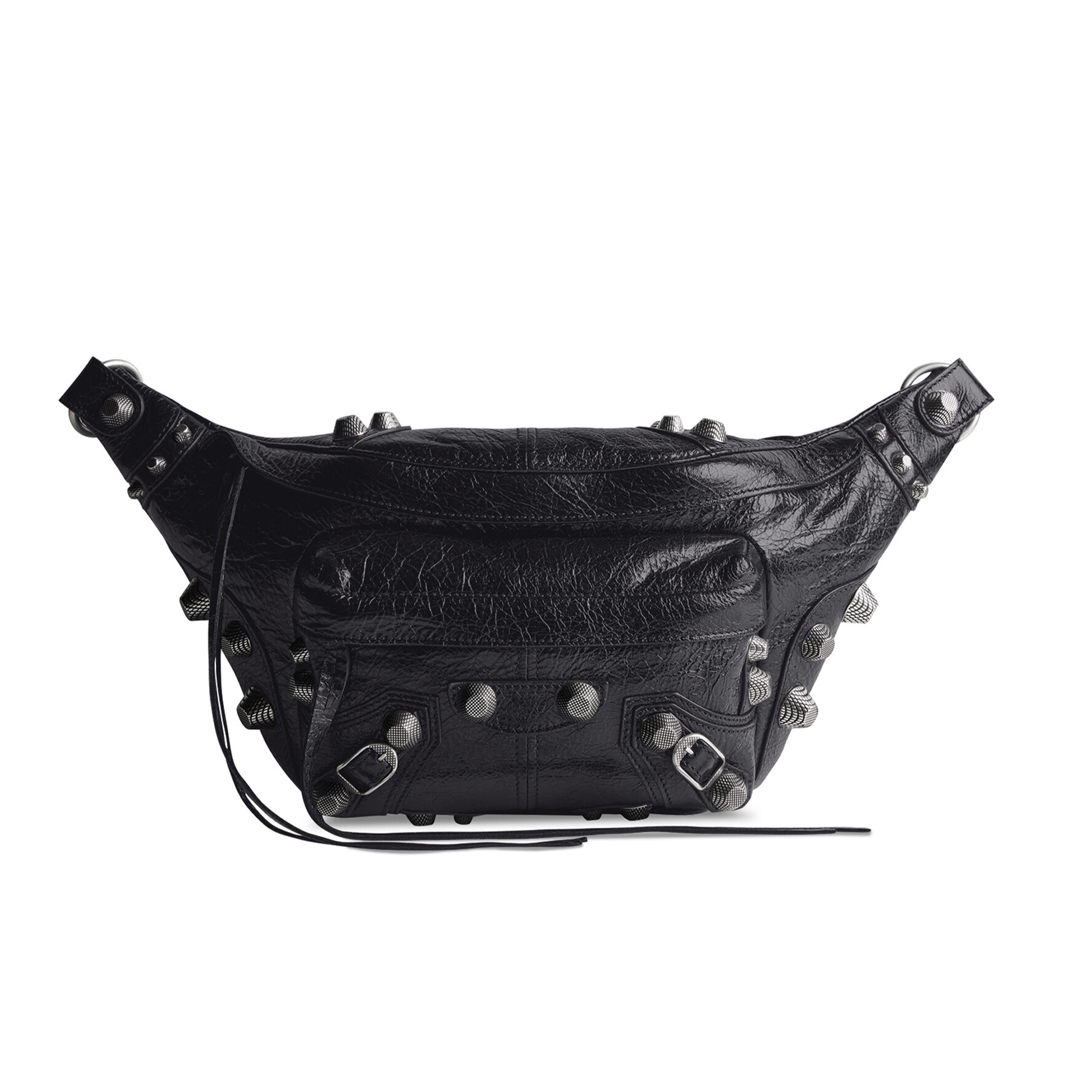 NIGO Balenciaga Men's Fashion LE CAGOLE Medium Fine Grain Sheep Leather Black Adjustable Belt Rivet Beltpack Casual Bag Ngvp #nigo8647