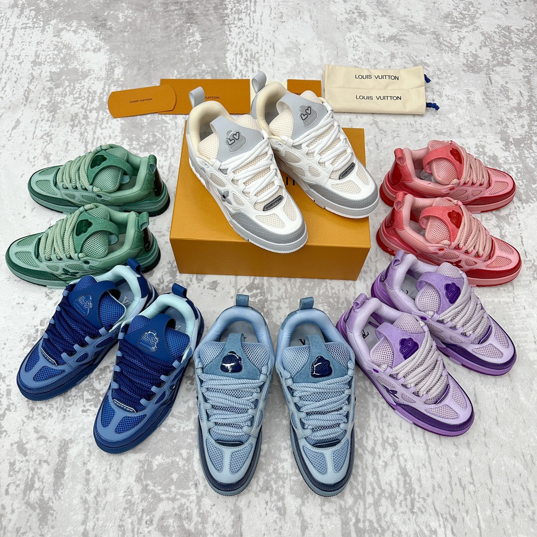 NIGO Louis Vuitton LV Skate Men's Logo Leather Low Cut Lace Up Board Shoes With Color Blocking Fashionable And Comfortable Casual Shoes #nigo72121
