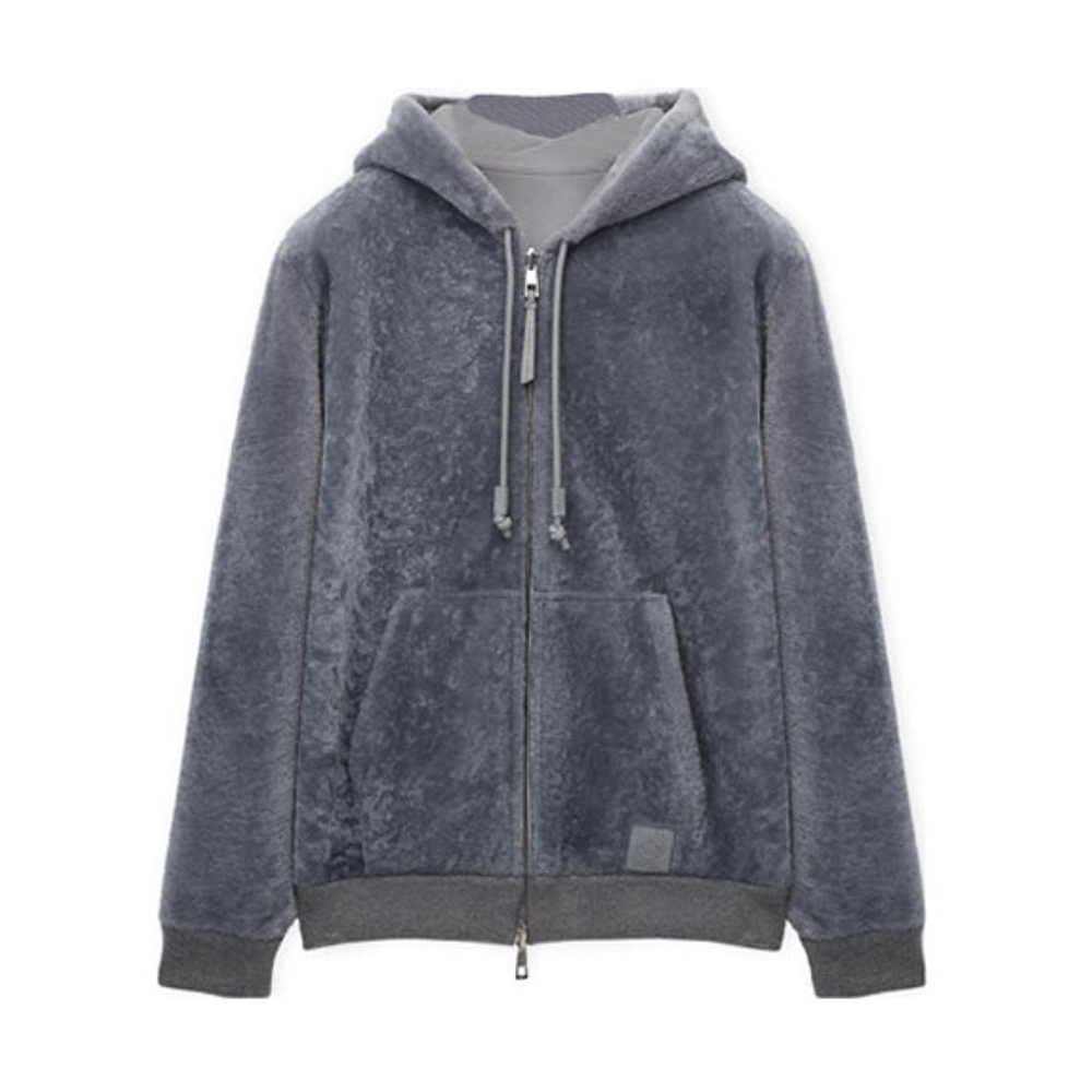 NIGO Loewe Men's Fall/Winter Gray Hooded Drawstring Reversible Wearable Zipper Jacket #nigo72113