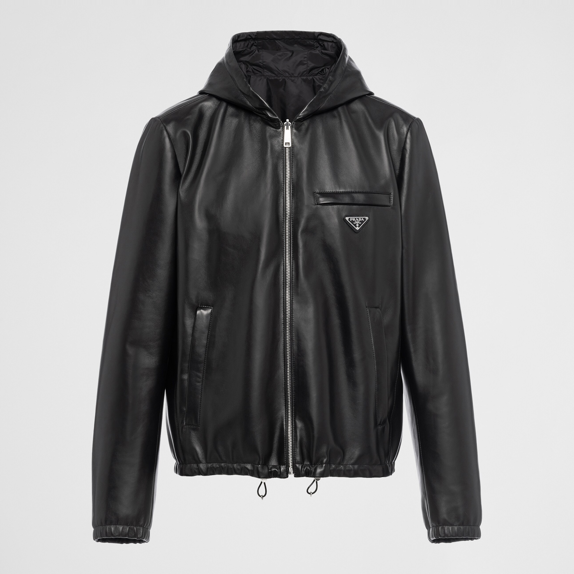 NIGO Prada Men's Fall/Winter Black Triangle Metal Label Lambskin Reversible Wearable Zipper Jacket #nigo72112