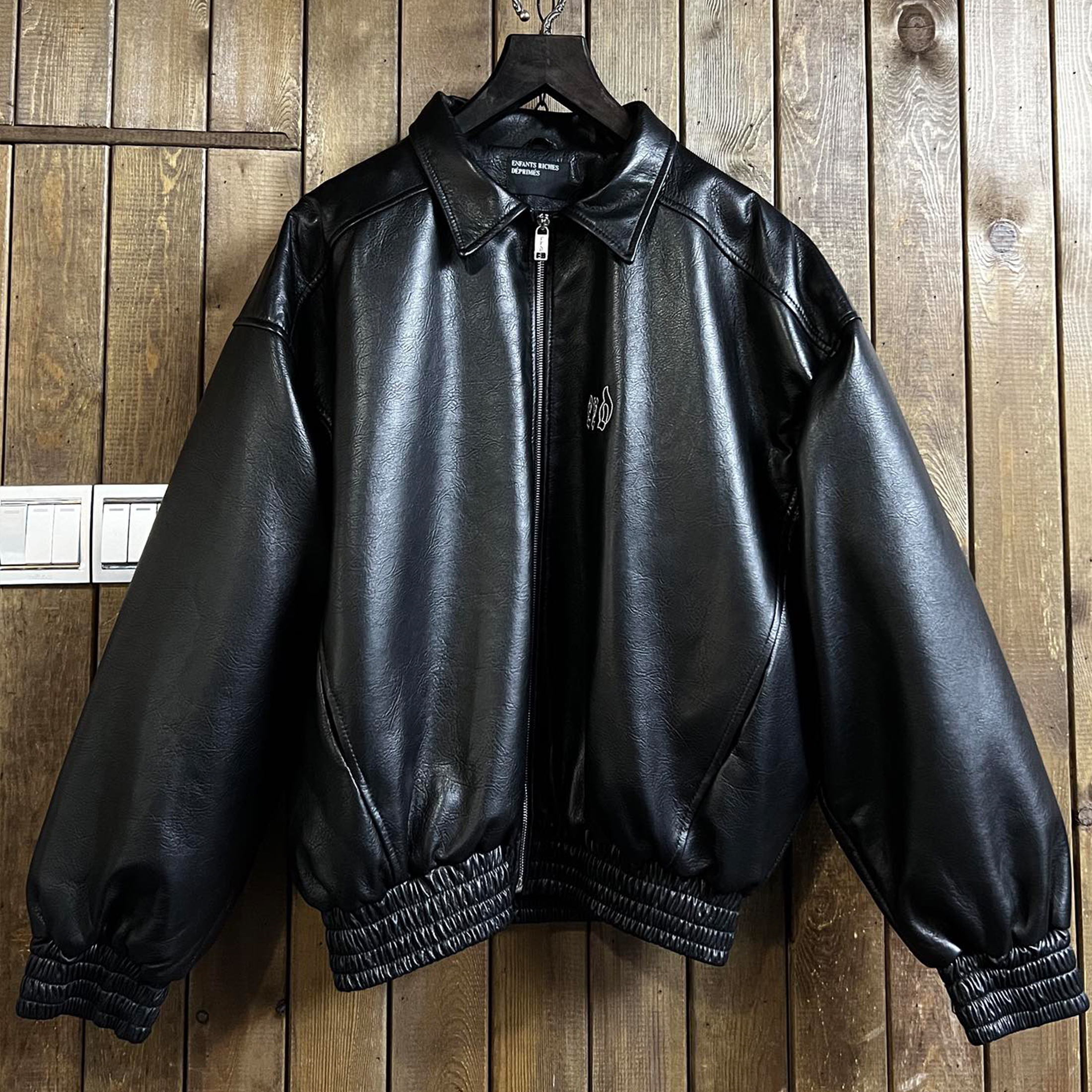 NIGO Enfants Riches Deprimes Men's Fall And Winter Fashion High Street Embroidery Zipper Leather Jacket Lapel Casual Temperament Jacket #nigo71311