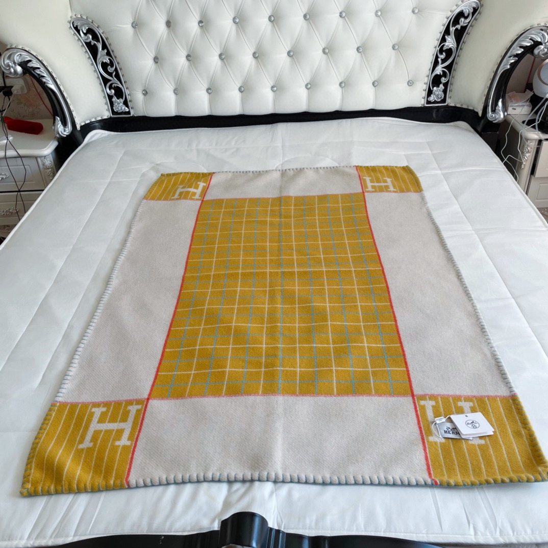 NIGO Hermes Baby Blanket Color Blocking Logo Cozy Fashion Wool Blanket #nigo71315