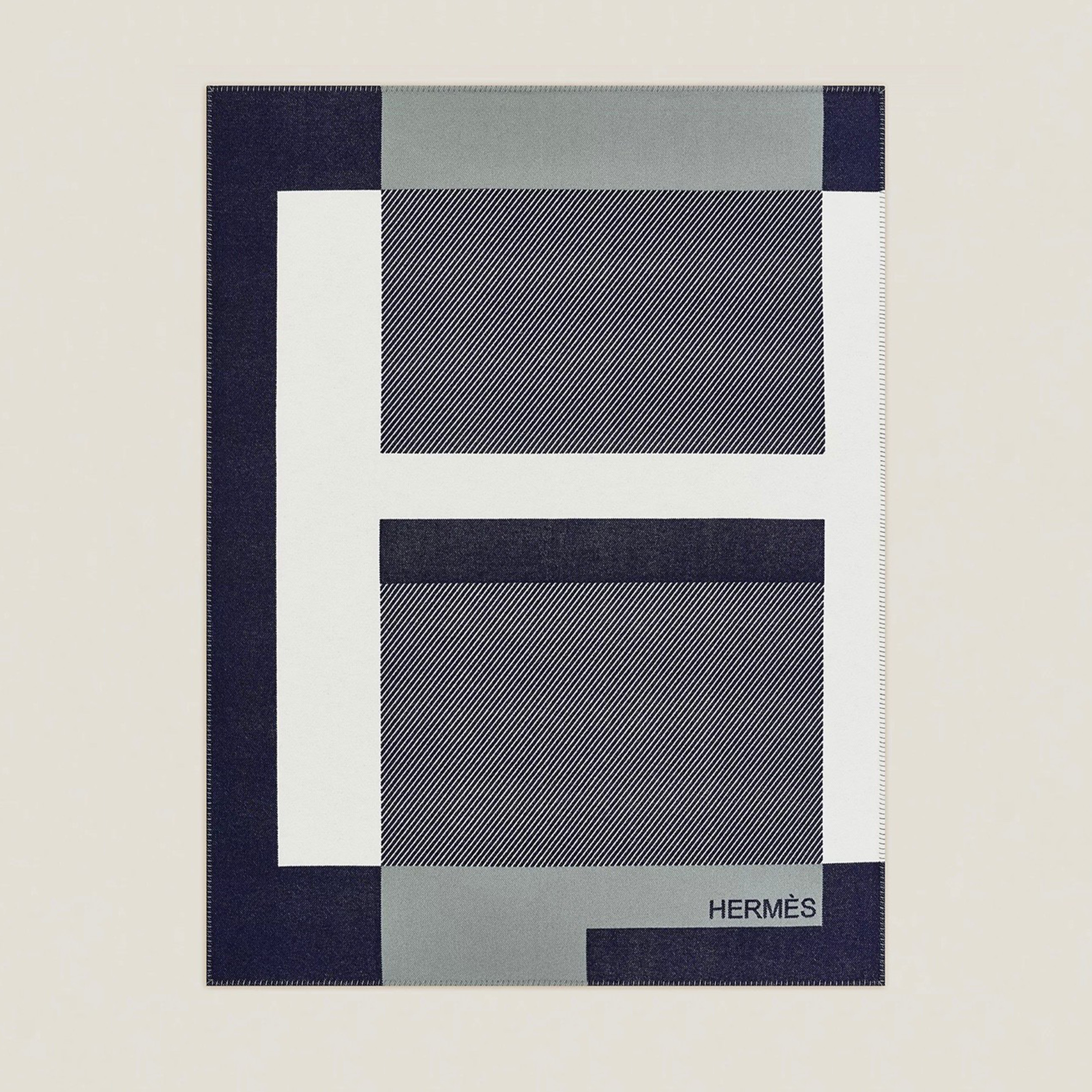 NIGO Hermes Men's Women's Riviera Blanket Reversible Jacquard Cashmere Wool Blend Blanket #nigo71318