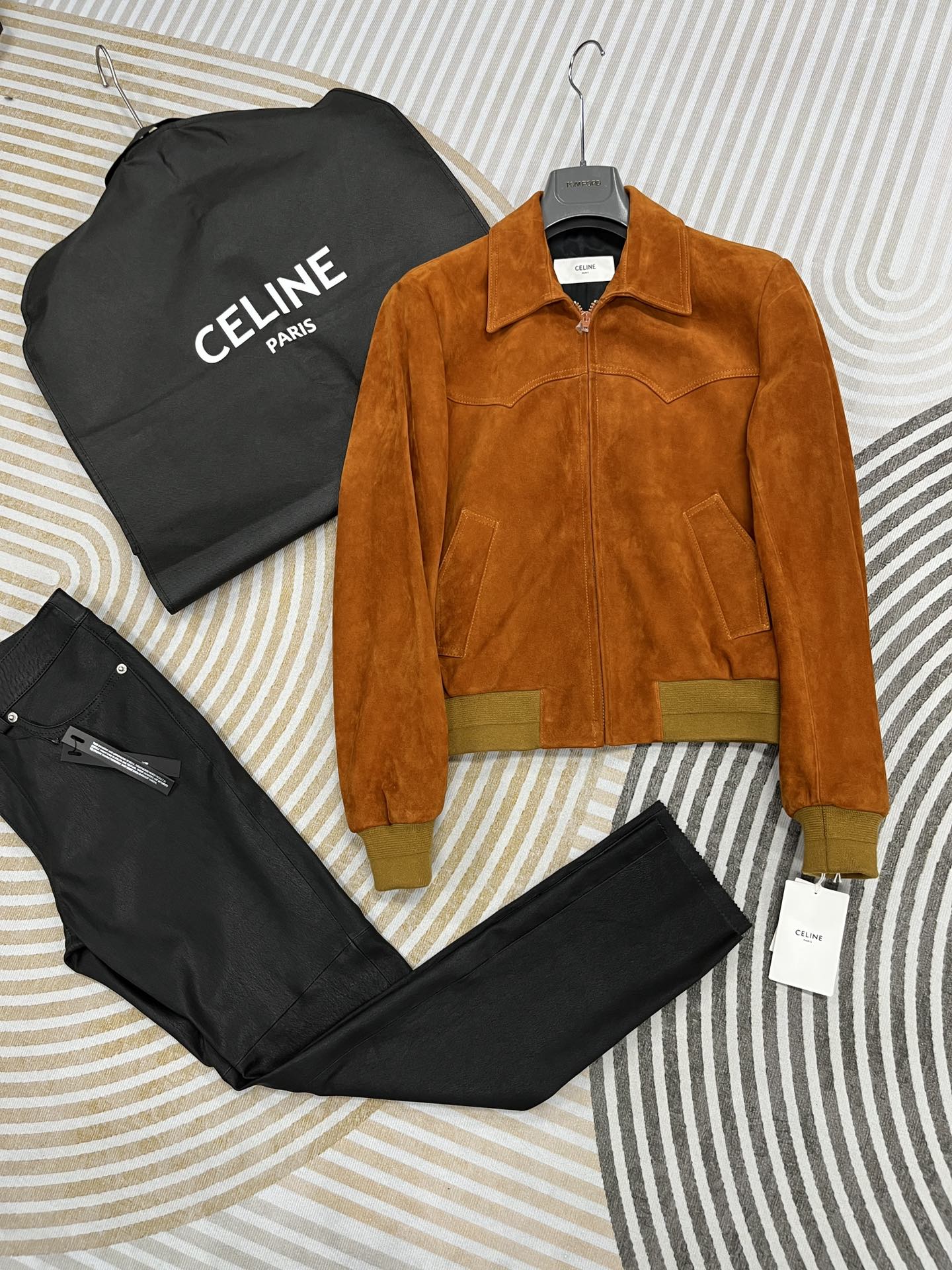NIGO Celine Men's Fall And Winter Brown Suede Jacket Fashion Temperament Lapel Zipper Short Jacket #nigo71313