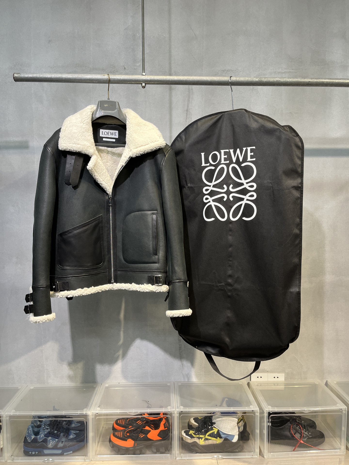 NIGO Loewe Men's Fall And Winter Fashion Casual Lamb Wool Leather Jacket Lapel Temperament Coat #nigo71299