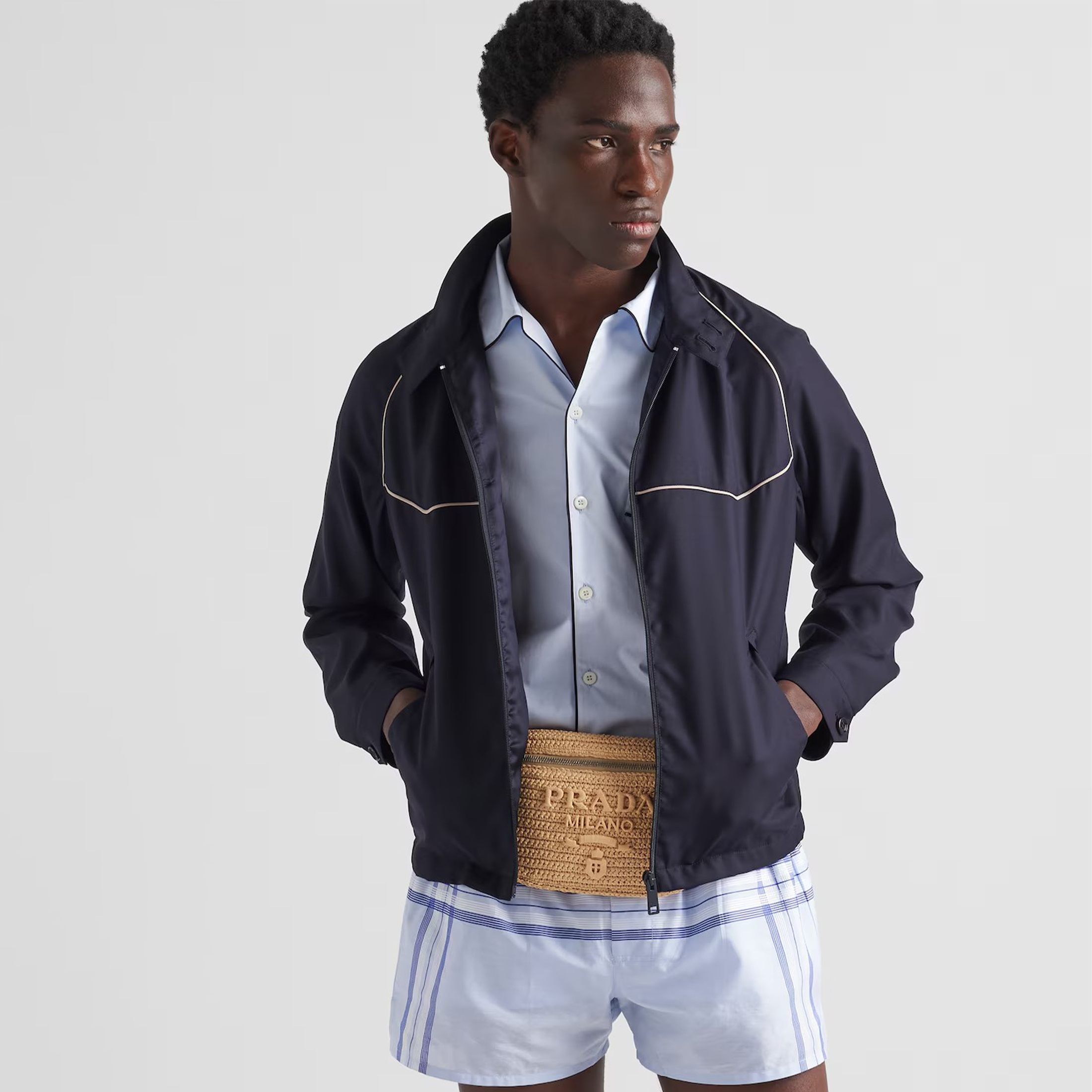 NIGO Prada Men's Spring And Autumn Fashion Splicing Zipper Wool And Silk Harrington Coat Long Sleeve Loose Jacket Ngvp #nigo8649