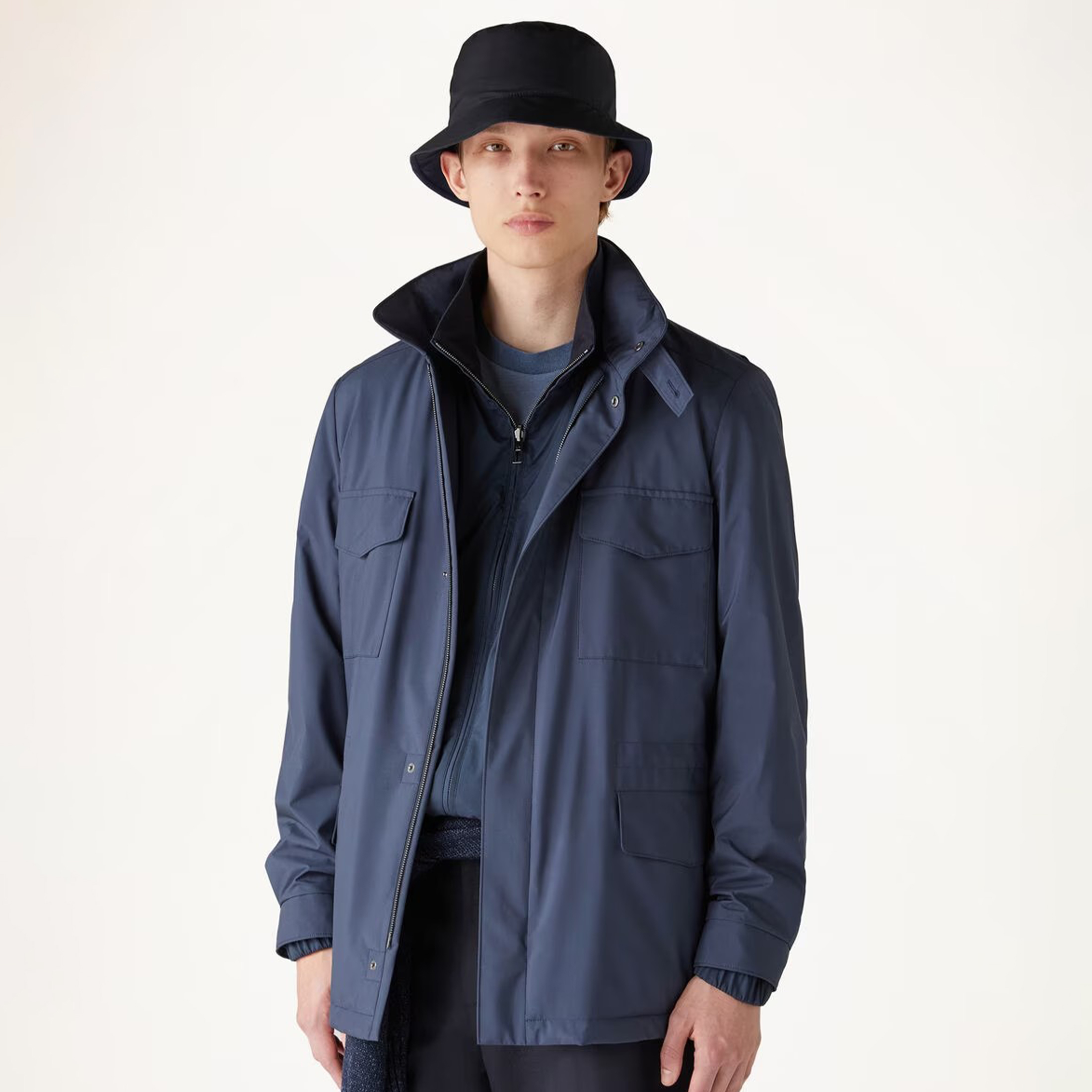 NIGO Loro Piana Men's Spring Solid Traveller Windmate® Jacket Standing Collar Long Sleeve Zipper Casual Fitted Jacket Ngvp #nigo8652
