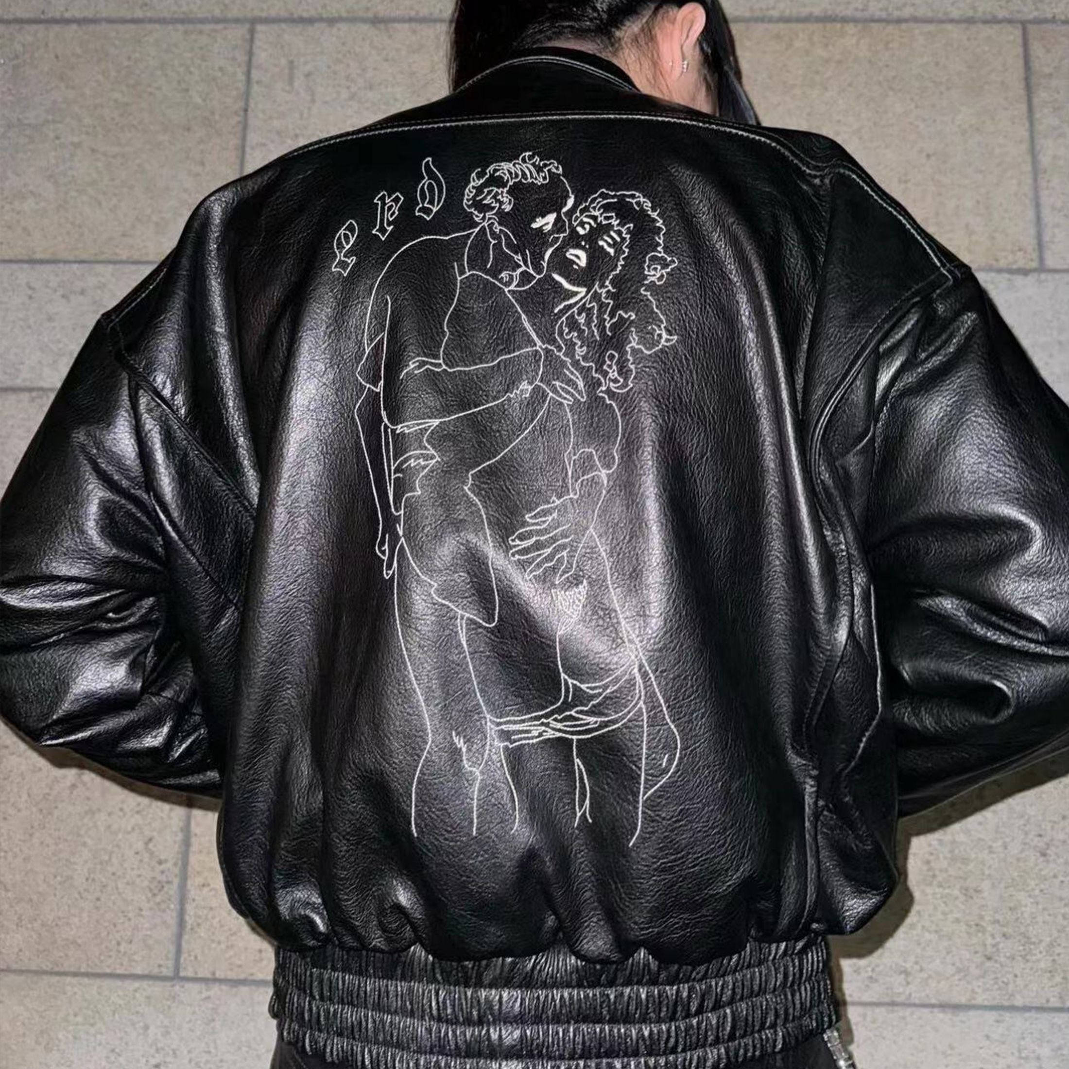 NIGO Enfants Riches Deprimes Men's Fall And Winter Fashion High Street Embroidery Zipper Leather Jacket Lapel Casual Temperament Jacket #nigo71311