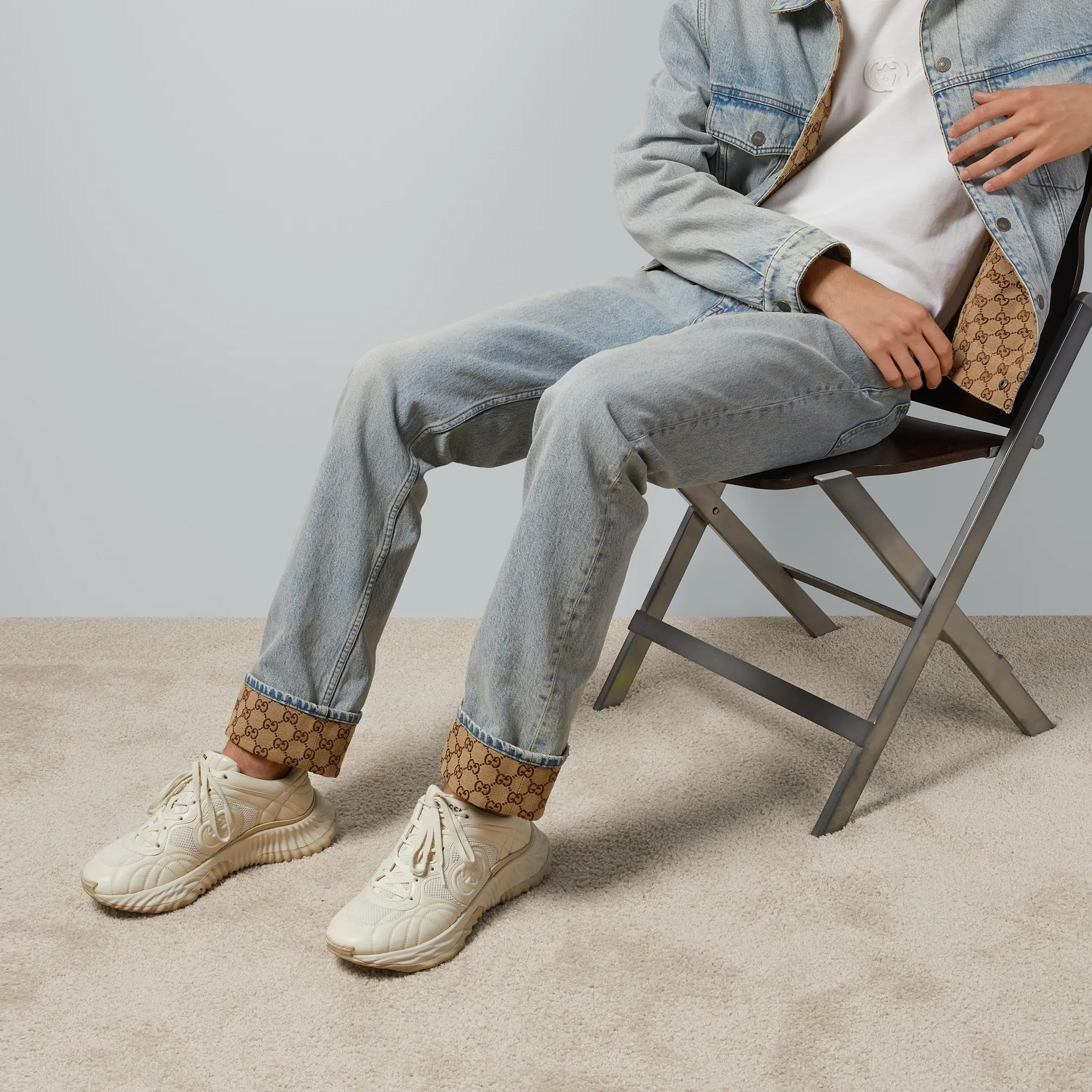 NIGO Gucci Men's Spring and Fall Monogrammed Zipper Pocket Blue Jeans Pants #nigo72148