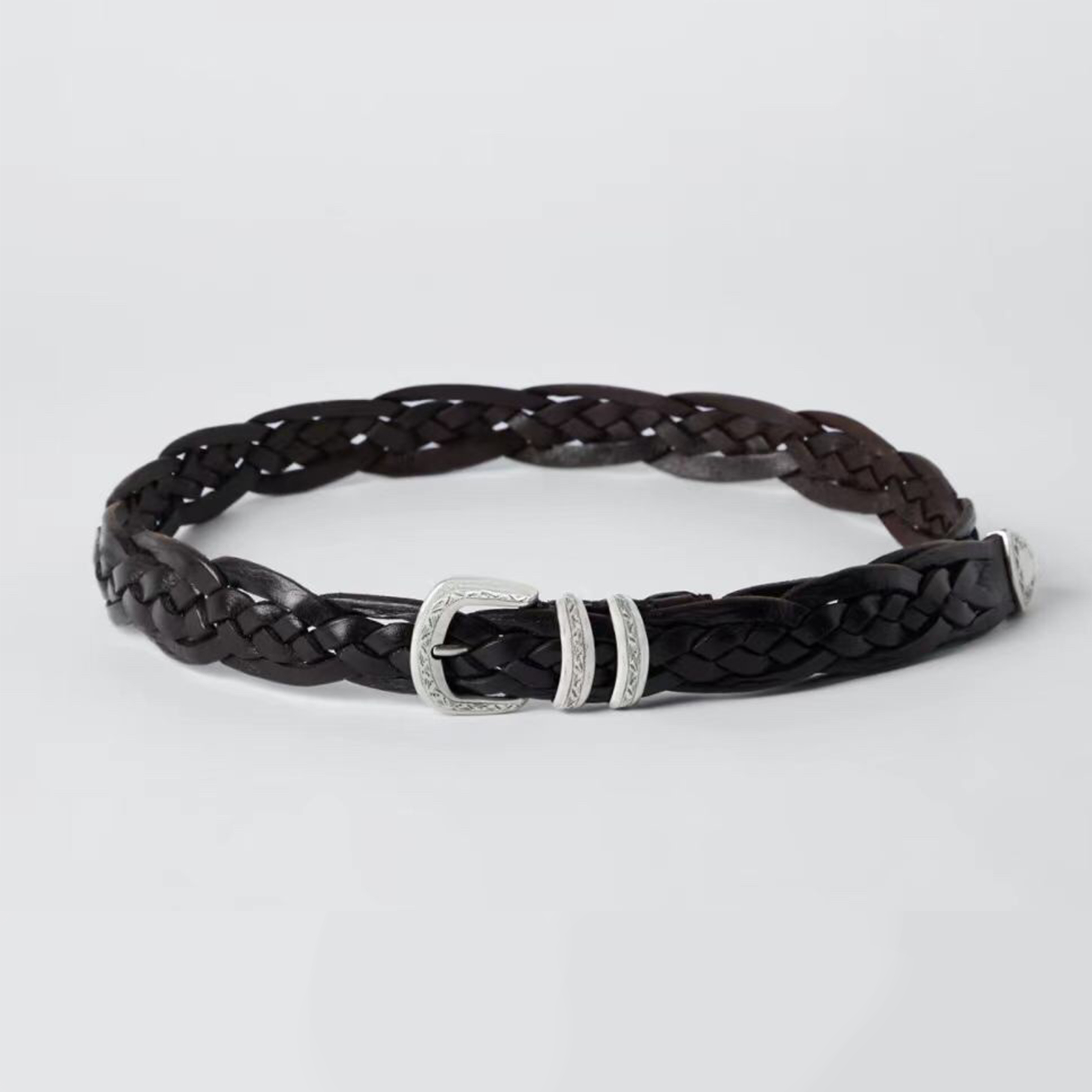 NIGO Brunello Cucinelli Brown Handmade Braided Belt Metal Buckle Colorblocking Floral Fashion High Street Casual Belt Ngvp #nigo8639