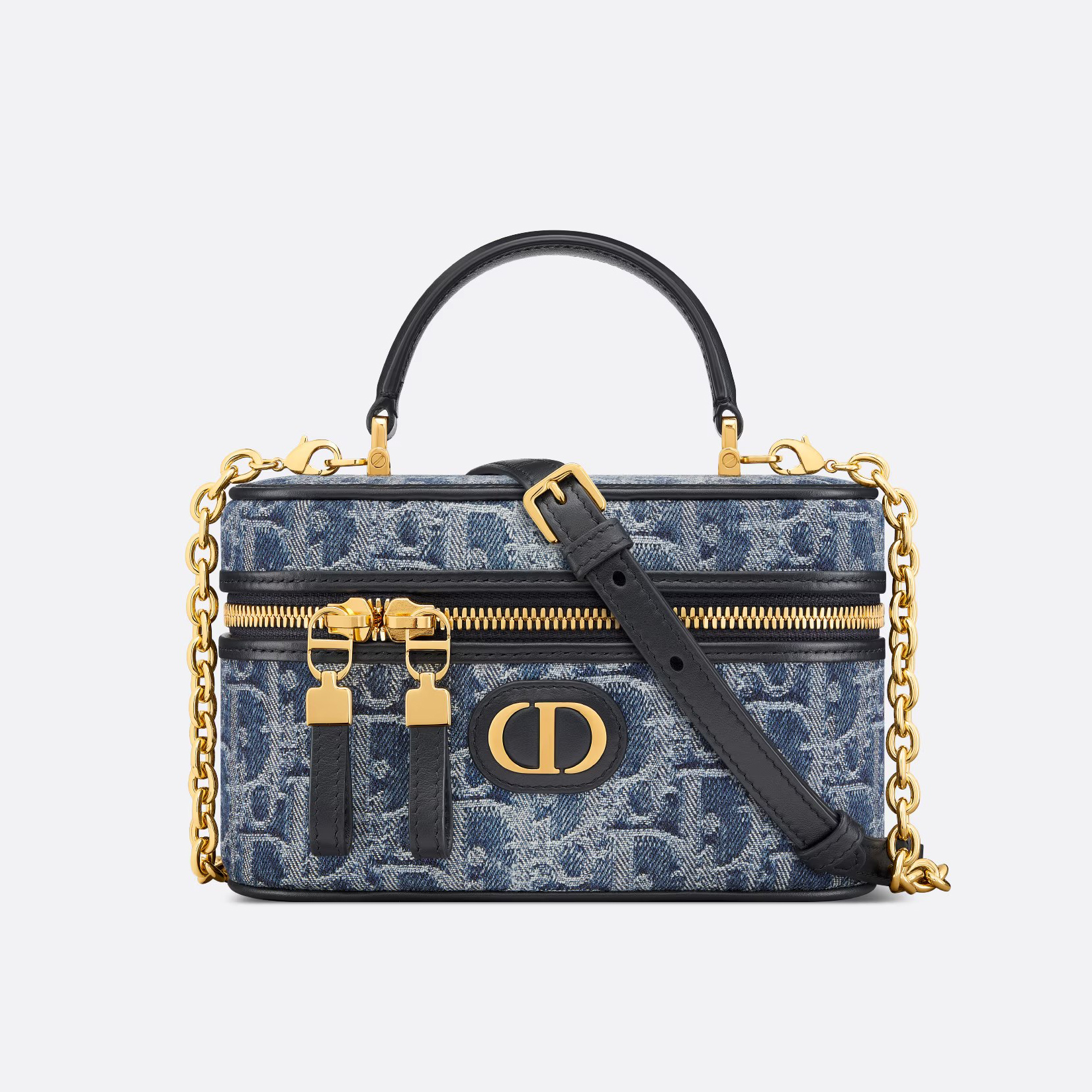 NIGO Dior 30 Montaigne Mini Vanity Women's Blue Adjustable Removable CD Zipper Closure Oblique Jacquard Tote Shoulder Crossbody Bag Bags #nigo72159