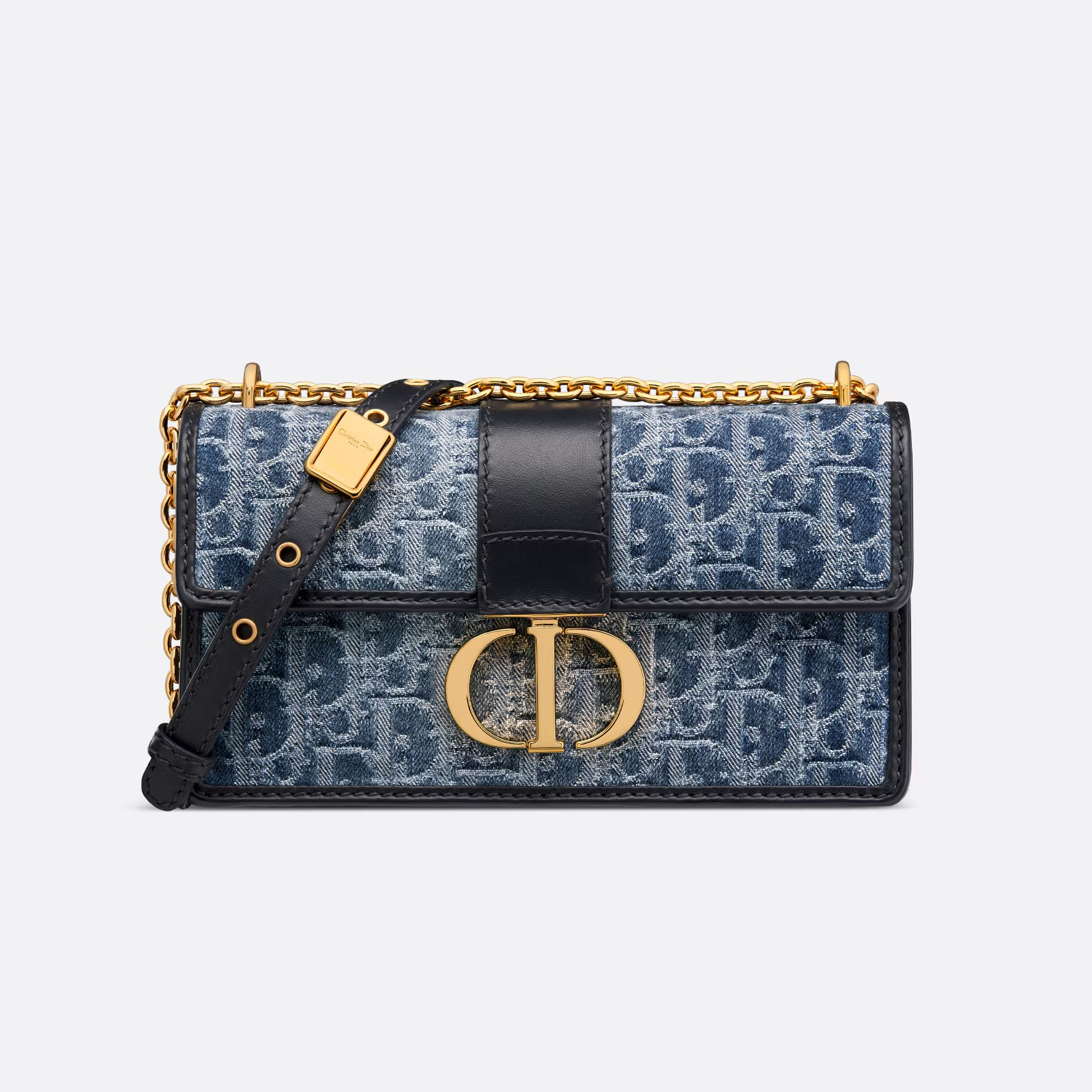 NIGO Dior 30 Montaigne East-West Women's Blue Adjustable Removable Shoulder Strap Flap Closure Jacquard Denim Shoulder Crossbody Bag Bags #nigo72158