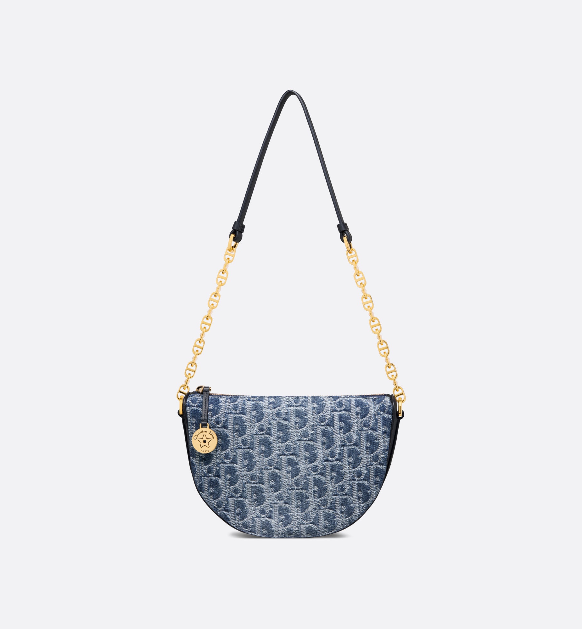 NIGO Dior Diorstar Callisto Women's Blue CD Chain Zipper Closure Oblique Jacquard Fabric Crossbody Shoulder Bag Bags #nigo72157