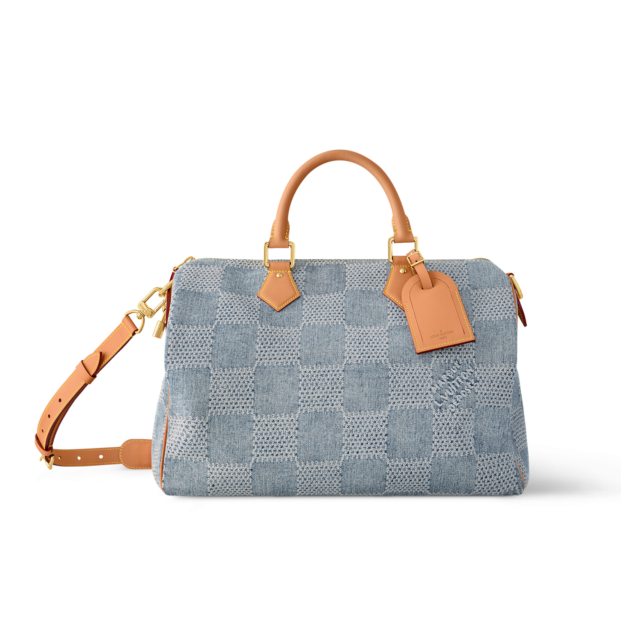 NIGO Louis Vuitton Speedy 40 Bandoulière Men's and Women's Checkerboard Printed Denim Patchwork Leather Single Shoulder Crossbody Tote Bag Travel Bags #nigo72168