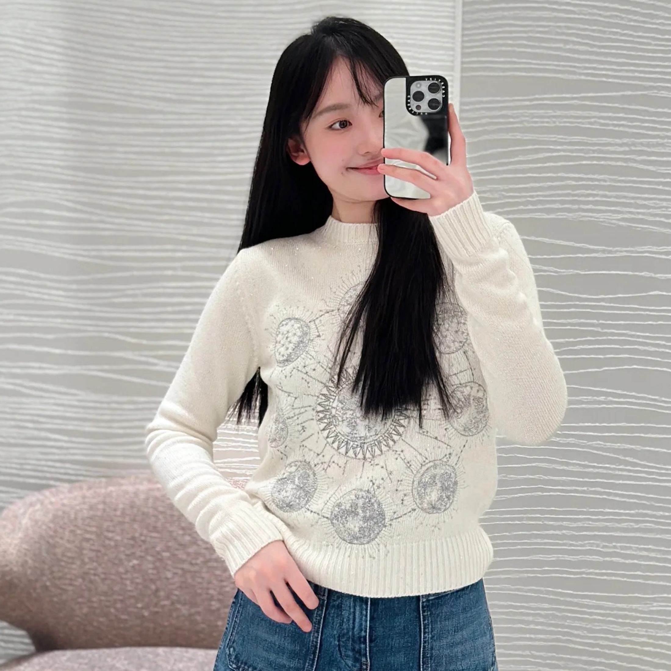 NIGO Dior Women's Spring And Autumn Solid Color Pattern Embroidery Sequins Round Neck Pullover Long Sleeve Fitted Sweater Ngvp #nigo8671