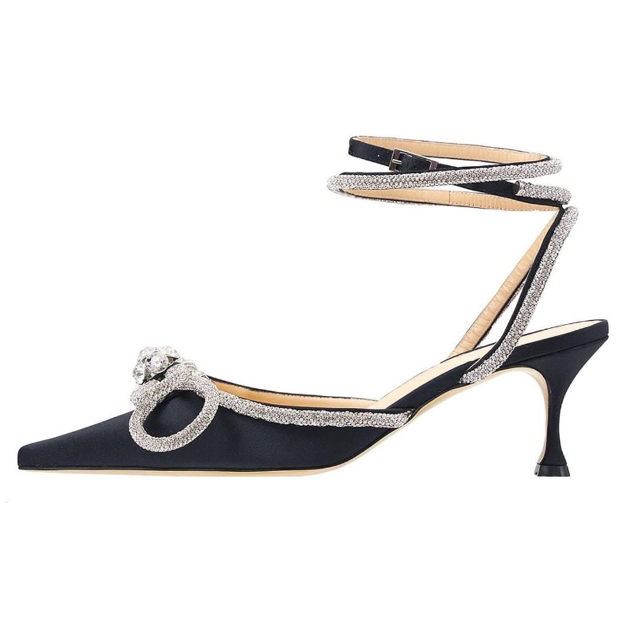 NIGO Mach & Mach Women's Spring And Summer Rhinestone Bow High-heeled Sandals Sheepskin Luxury Mid-heeled Sandals Temperament Shoes Ngvp  #nigo8635