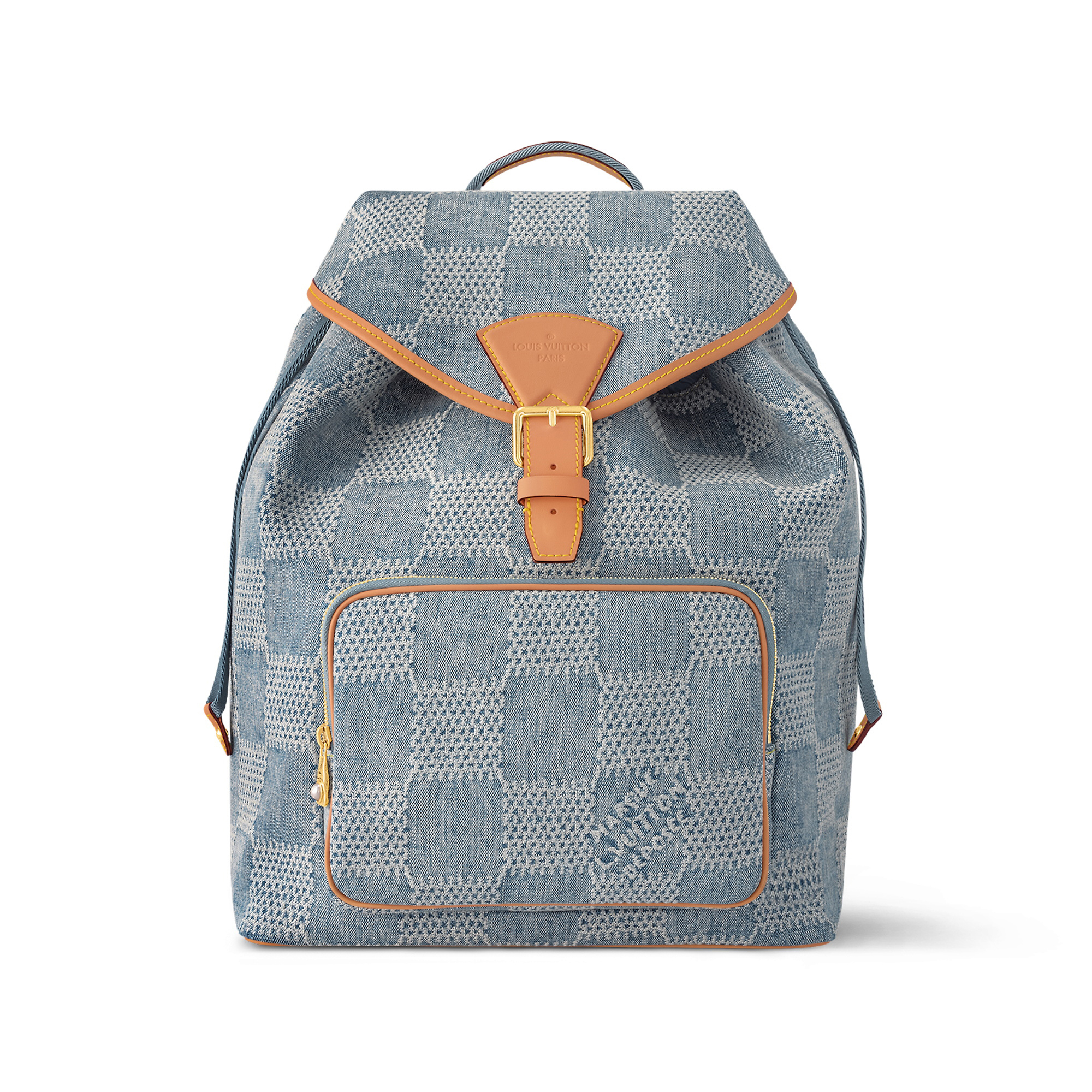 NIGO Louis Vuitton Men's Blue Tessellated Printed Canvas Quilted Leather Backpack Shoulder Bag Bags #nigo72171