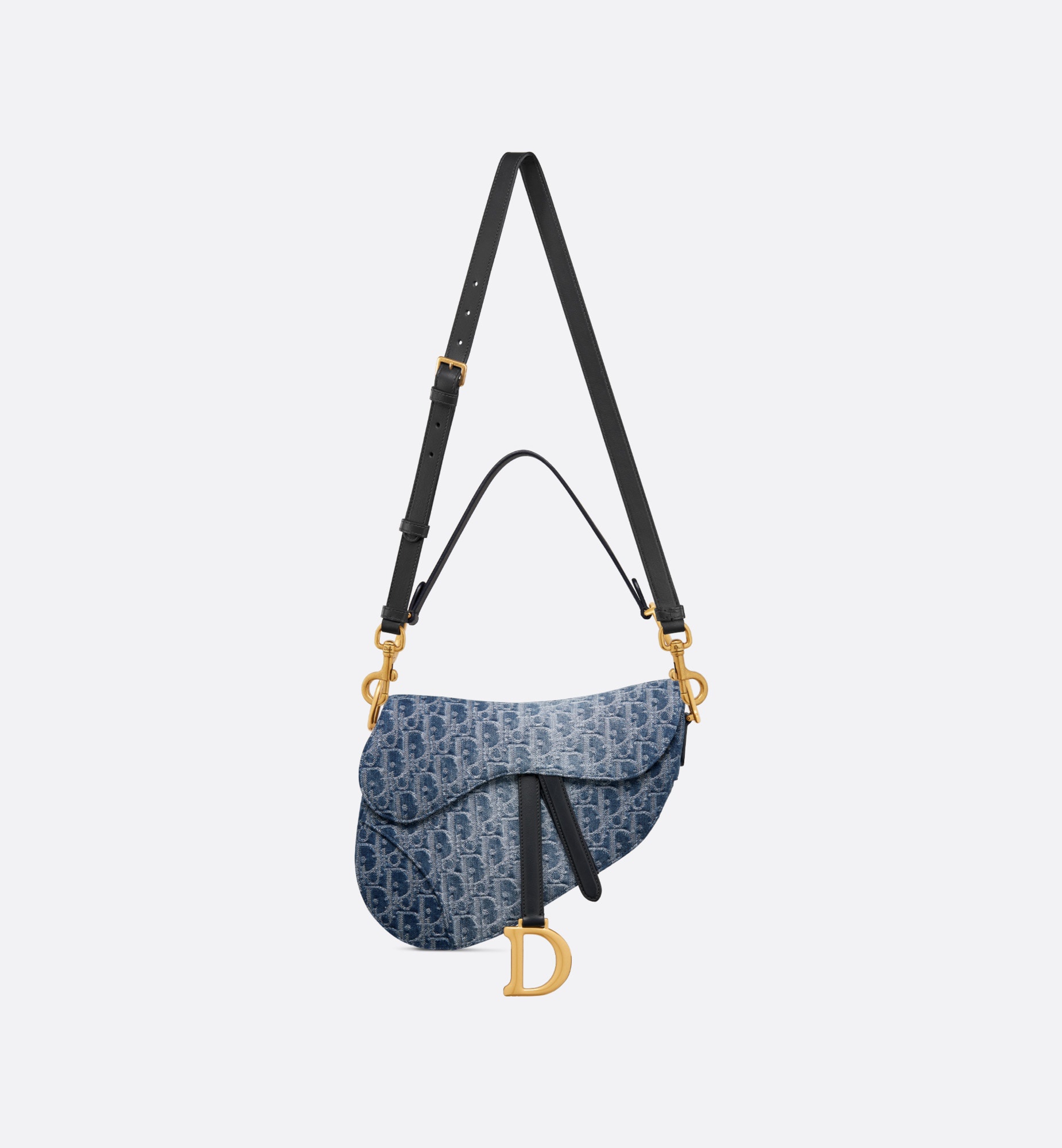 NIGO Dior Women's Blue Stirrup D Charm Adjustable Removable Shoulder Strap Jacquard Denim Saddle Bags Shoulder Crossbody Handbag Bag #nigo72156