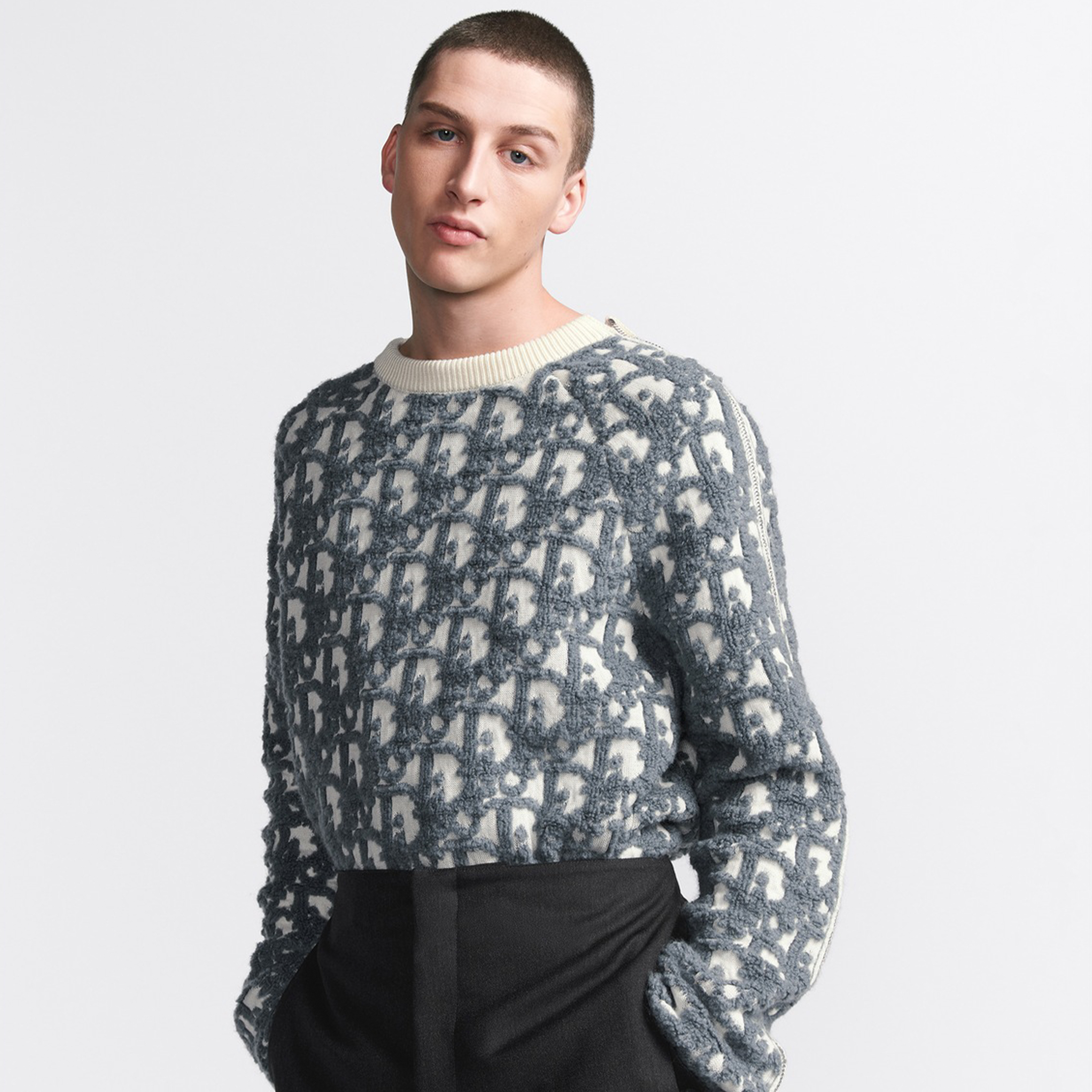 NIGO Dior Men's Spring, Autumn and Winter Oblique Printed Round Neck Long Sleeve Solid Color Fitted Sweater #nigo72184