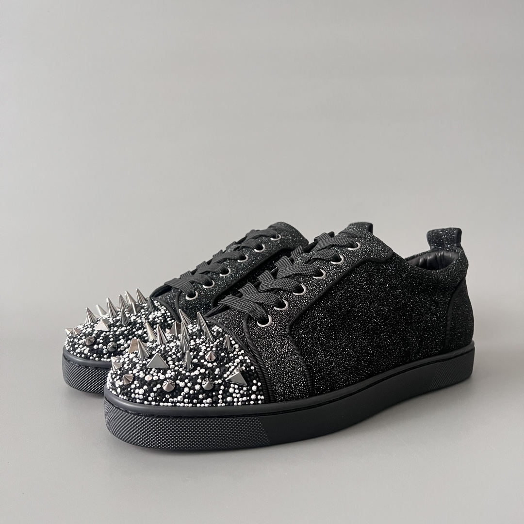 NIGO Christian Louboutin Men's Women's Four Seasons Fashion Black Retro High Street Rivet Low Top Round Toe Board Shoes Casual Shoes Ngvp #nigo8696