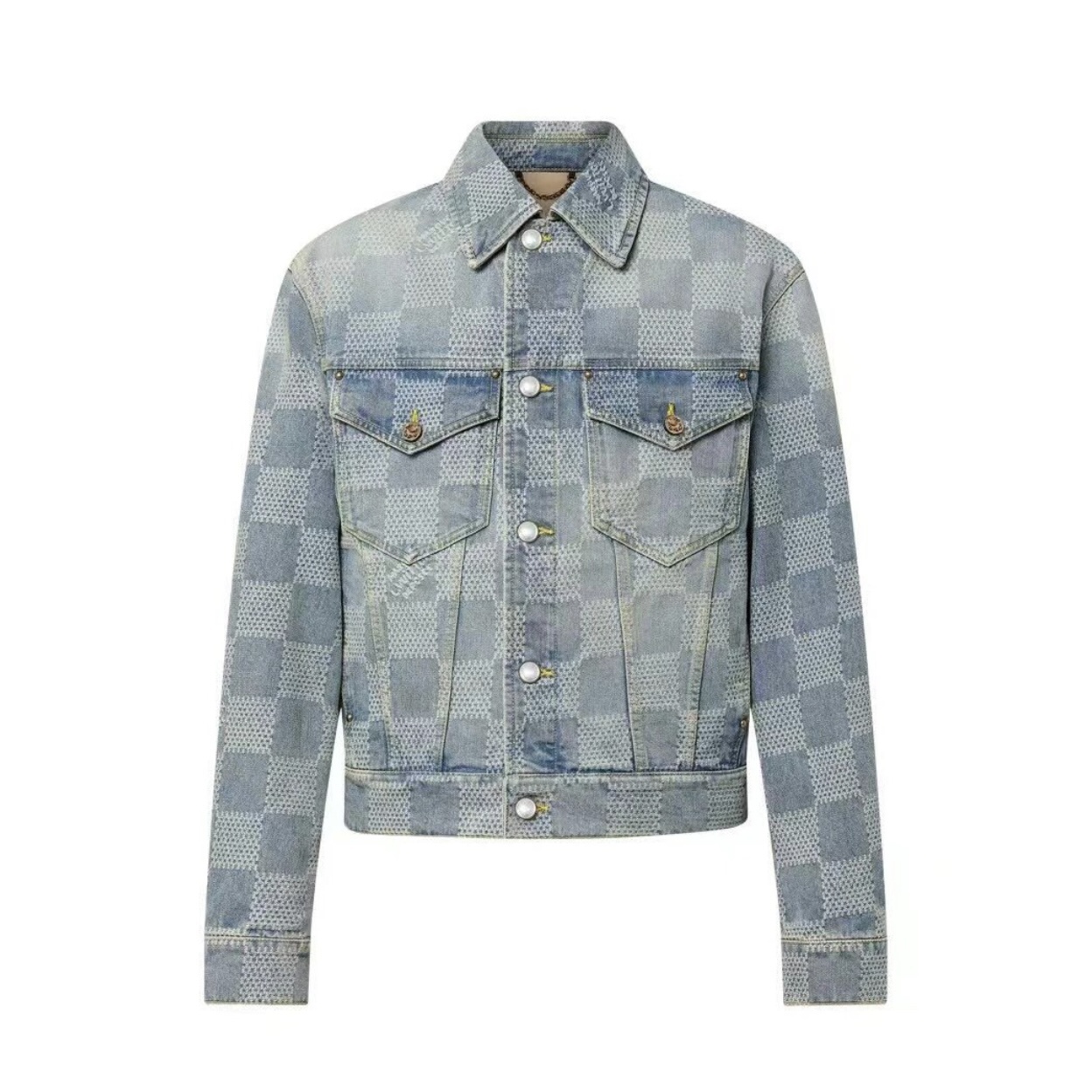 NIGO Louis Vuitton Men's Spring And Autumn Plaid Colorblocking Denim Lapel Jacket Vintage Gradient Pants Denim Suit #nigo72191