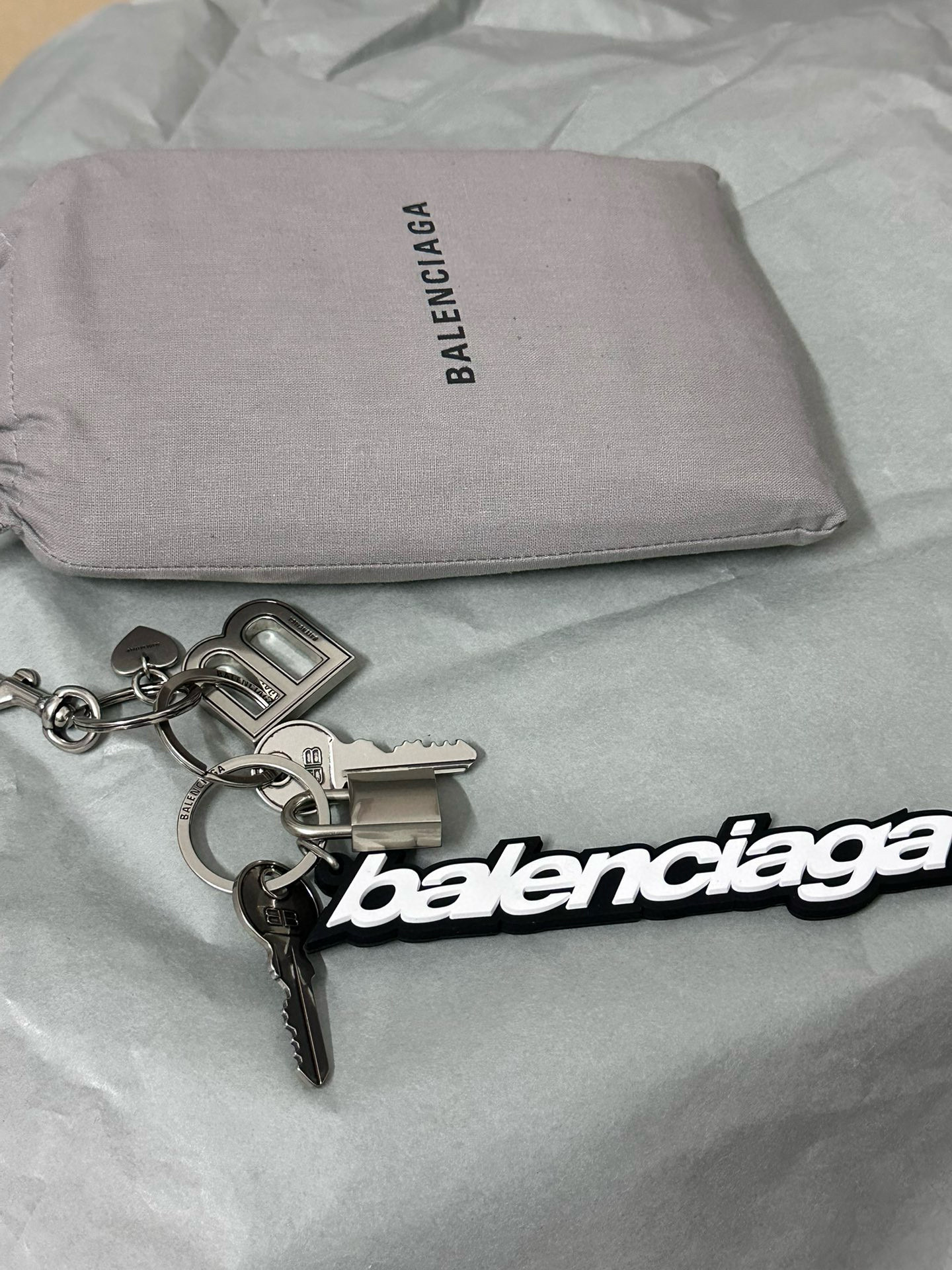 NIGO Balenciaga Men's silver (color) Letter Logo Bag Charm Keychain #nigo72176