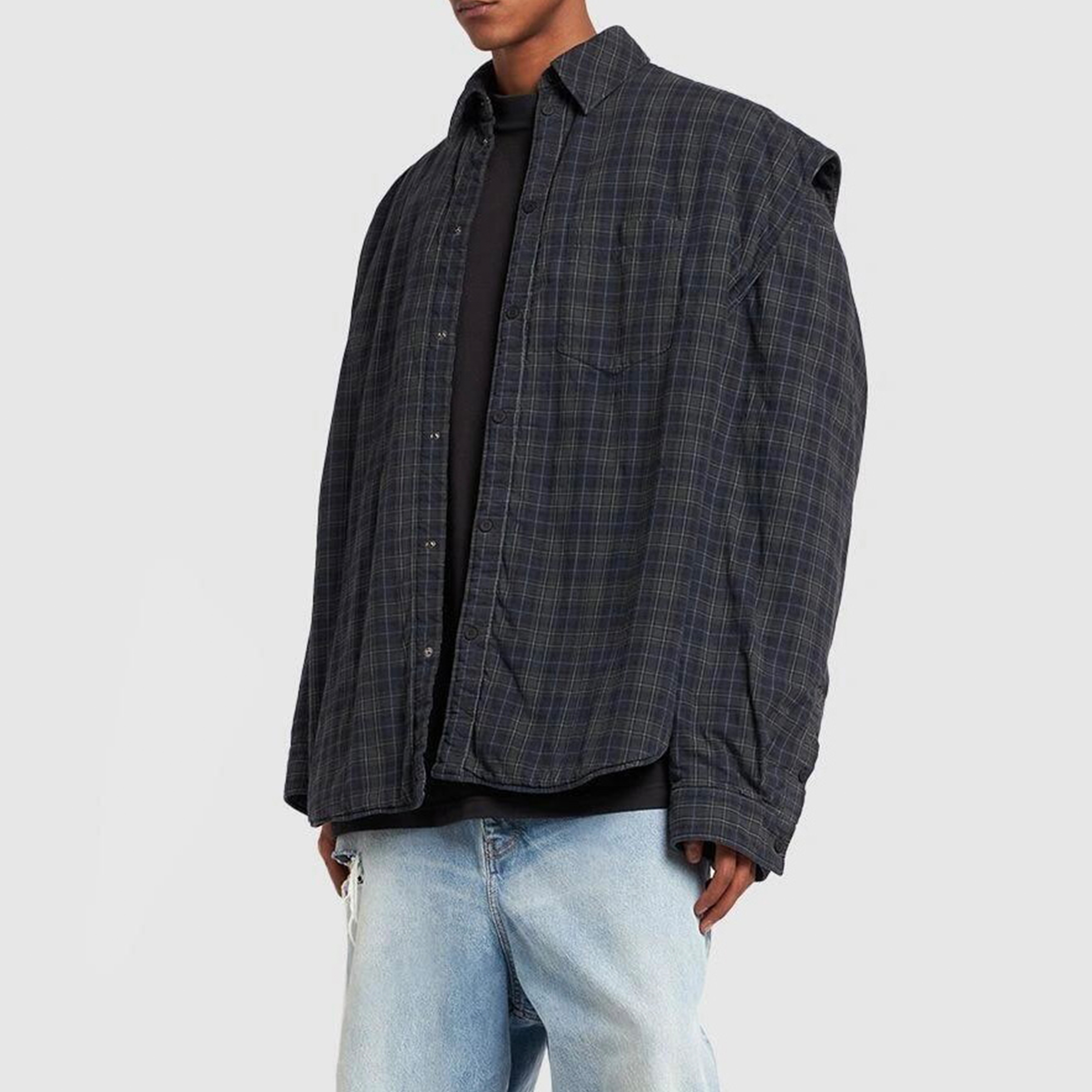 NIGO Balenciaga Men's Spring And Autumn Color Blocking Plaid Single-breasted Cotton Loose Detachable Sleeve Shirt Vest Ngvp #nigo8697