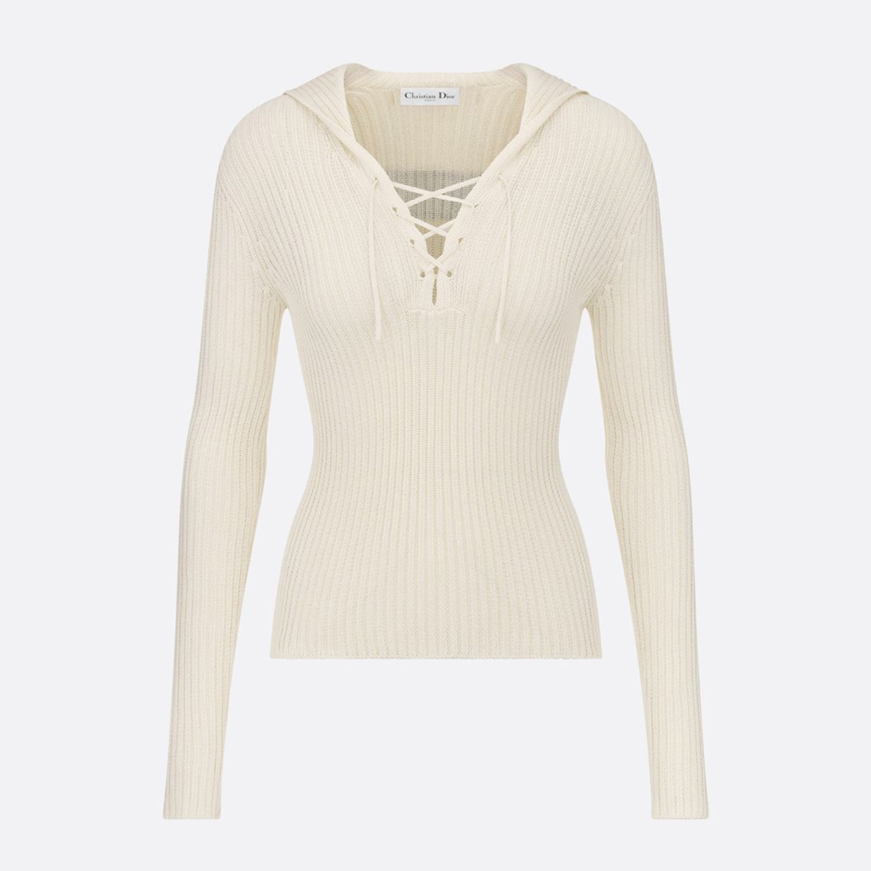 NIGO Dior Women's Spring, Autumn and Winter Dioriviera Solid Color Striped V-Neck Tie Casual Hooded Knit Sweater #nigo72181