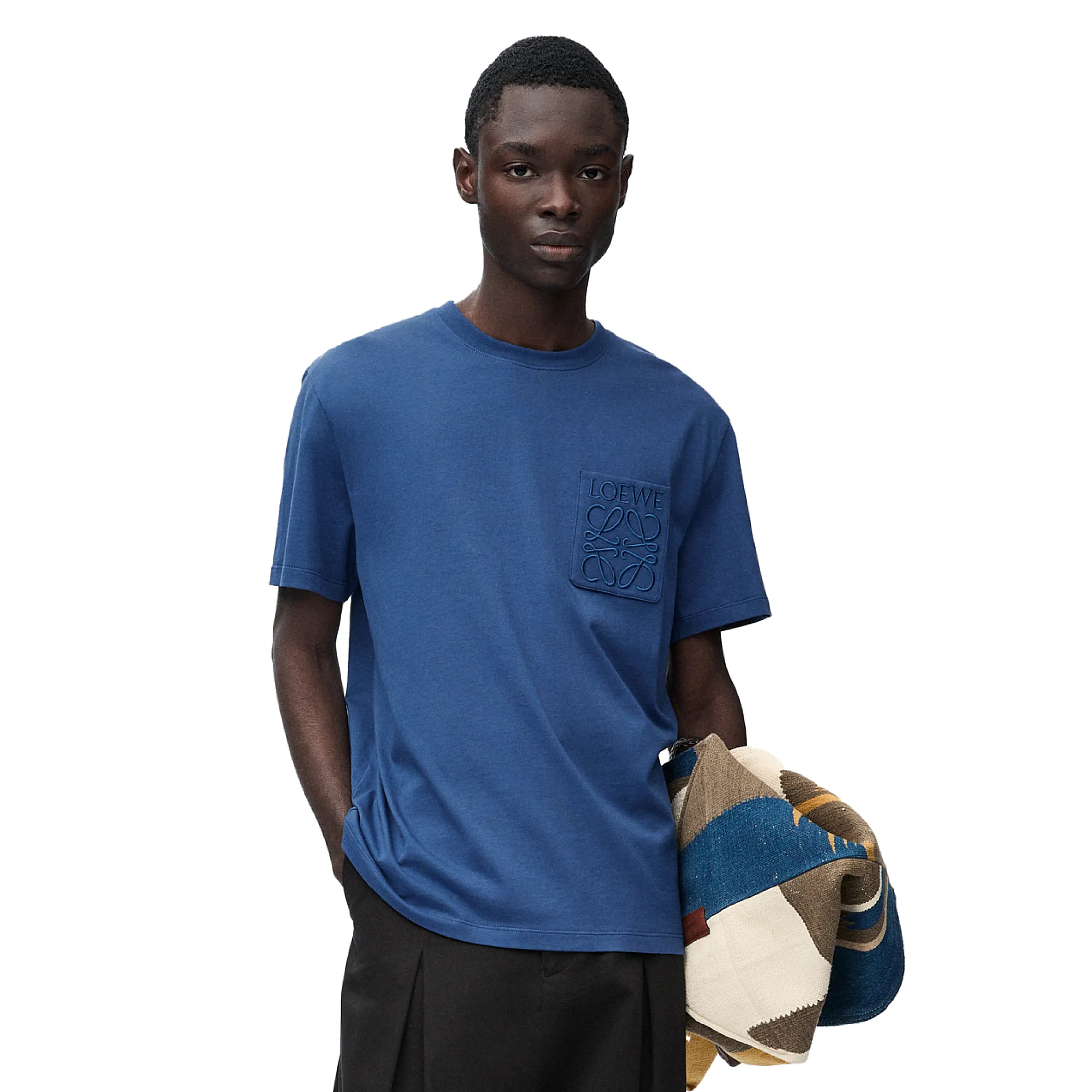 NIGO Loewe Men's Summer Classic Logo Embroidered Pocket Round Neck Solid Color Cotton Short Sleeve T-shirt #nigo72199