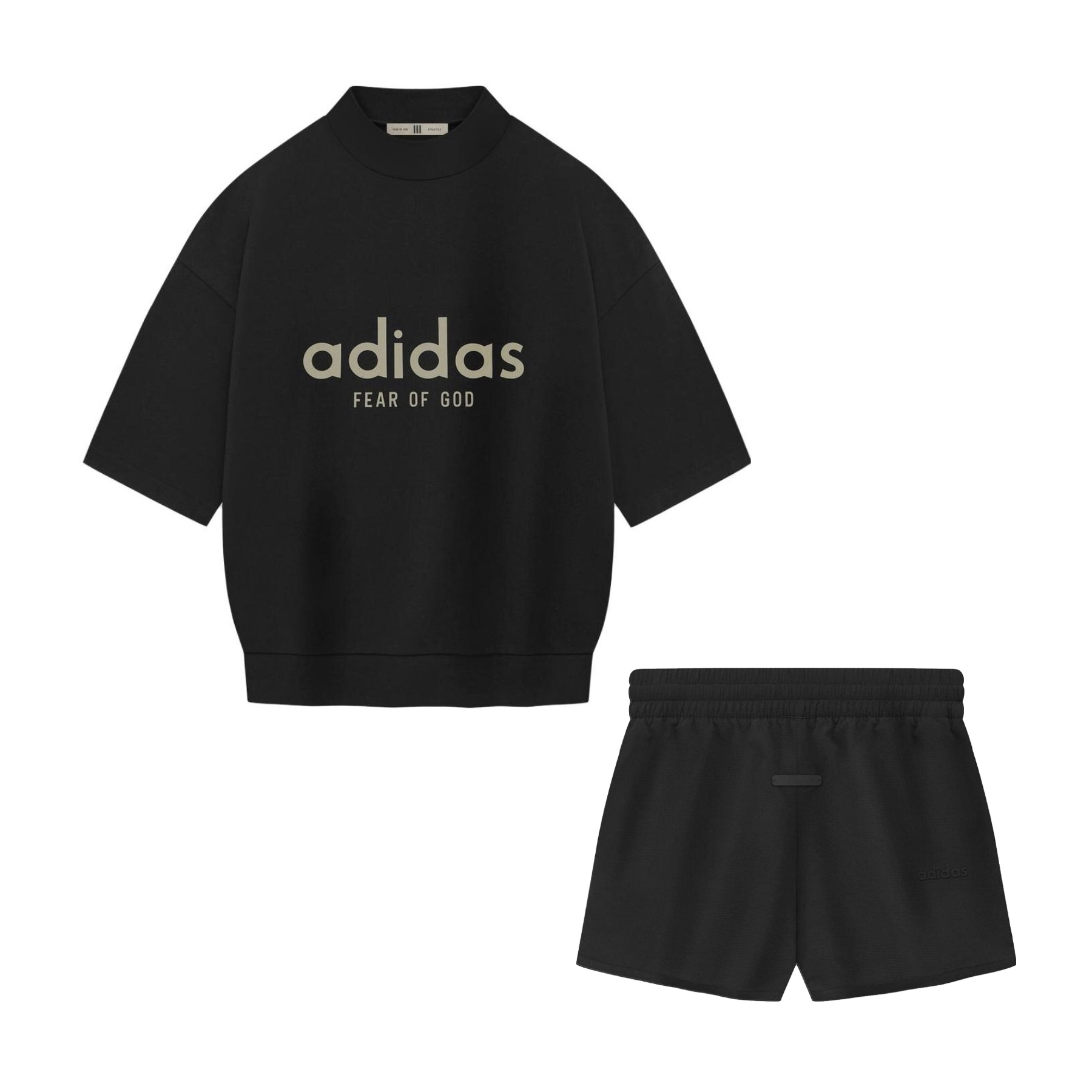NIGO Fear of God x Adidas Men's and Women's Summer Black Casual Round Neck Short Sleeve T-Shirt Tie Stretch Waistband Shorts Set Suit #nigo72225