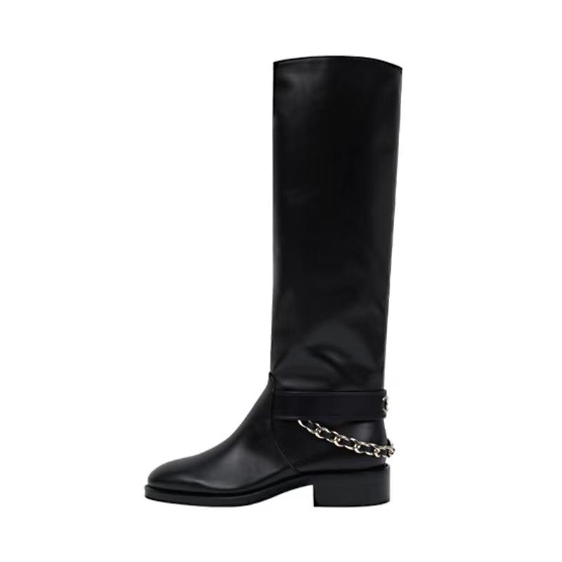 NIGO Chanel Women's Autumn and Winter Black Zipper Round Toe Thigh High Boots Shoes #nigo72228