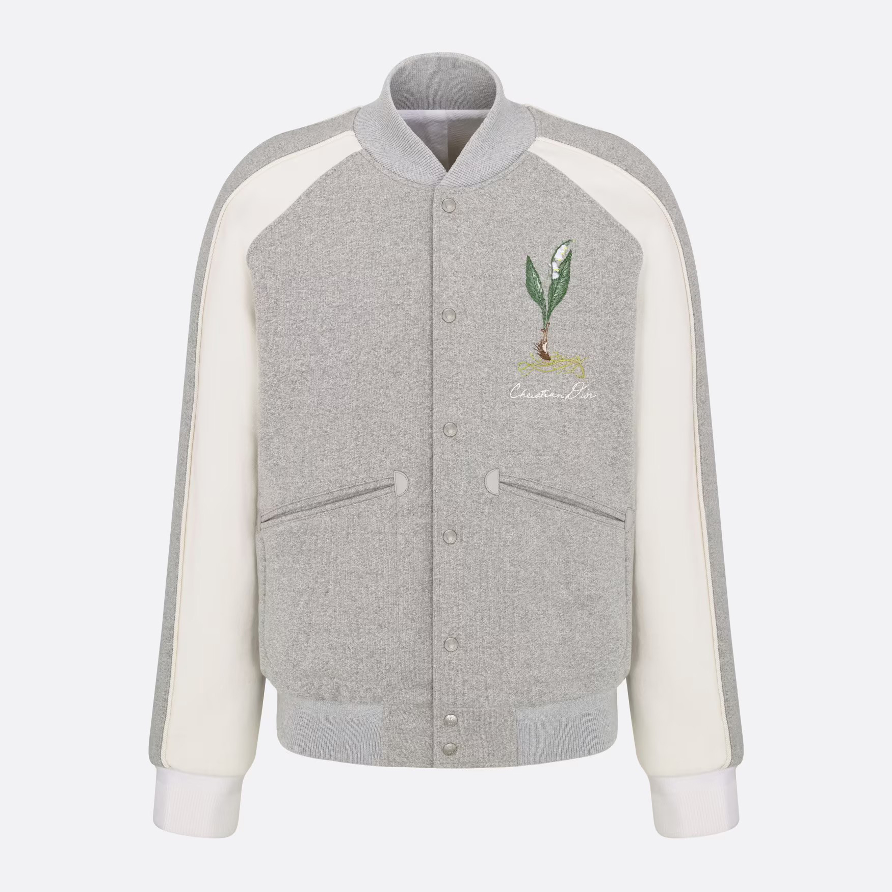 NIGO Dior Men's Fall And Winter Embroidery Pattern Single Breasted Round Neck Gray Cotton Long Sleeved Jacket #nigo72232